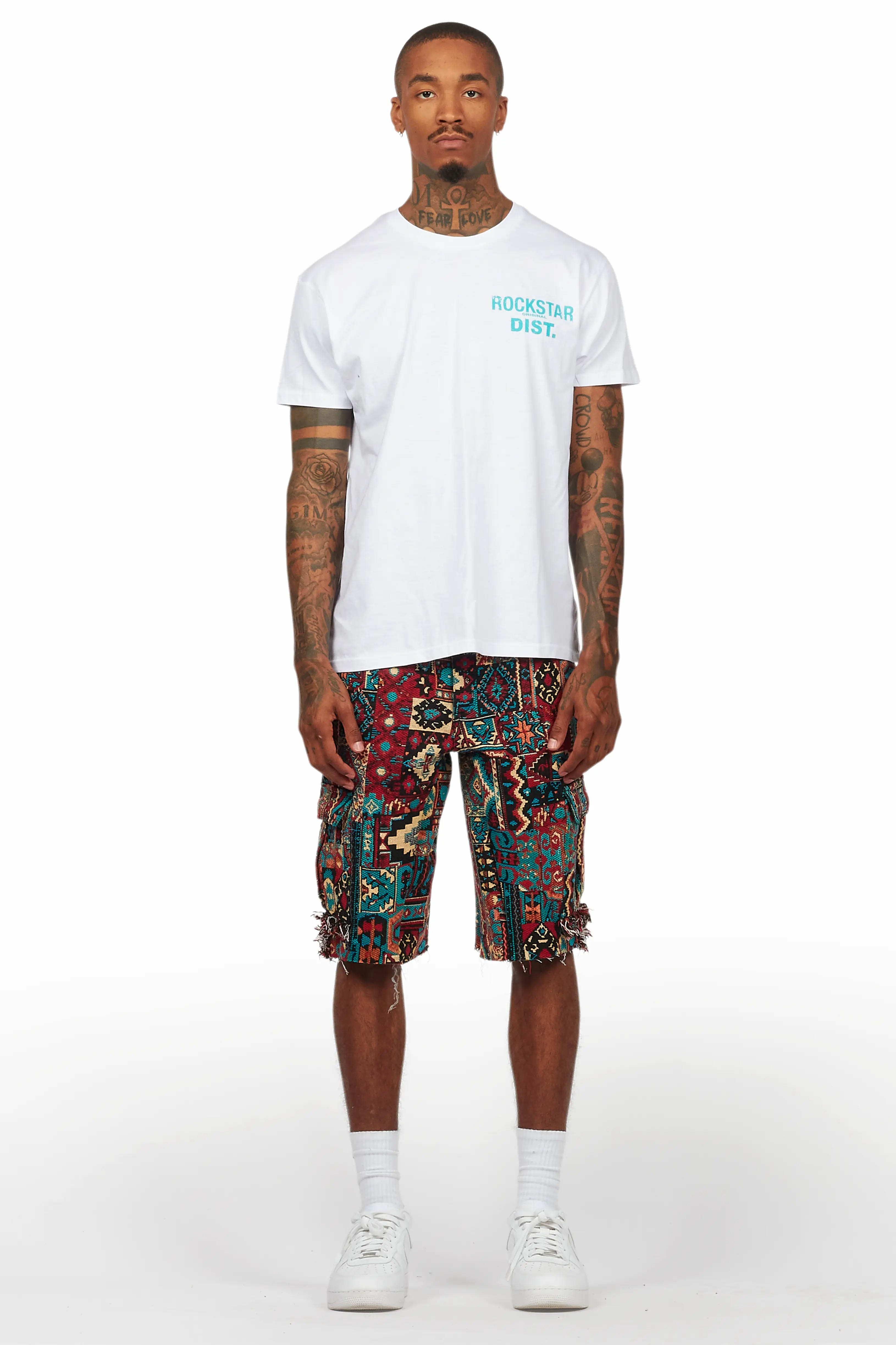 Lake White/Aqua T-Shirt/Tapestry Short Set - Image 2
