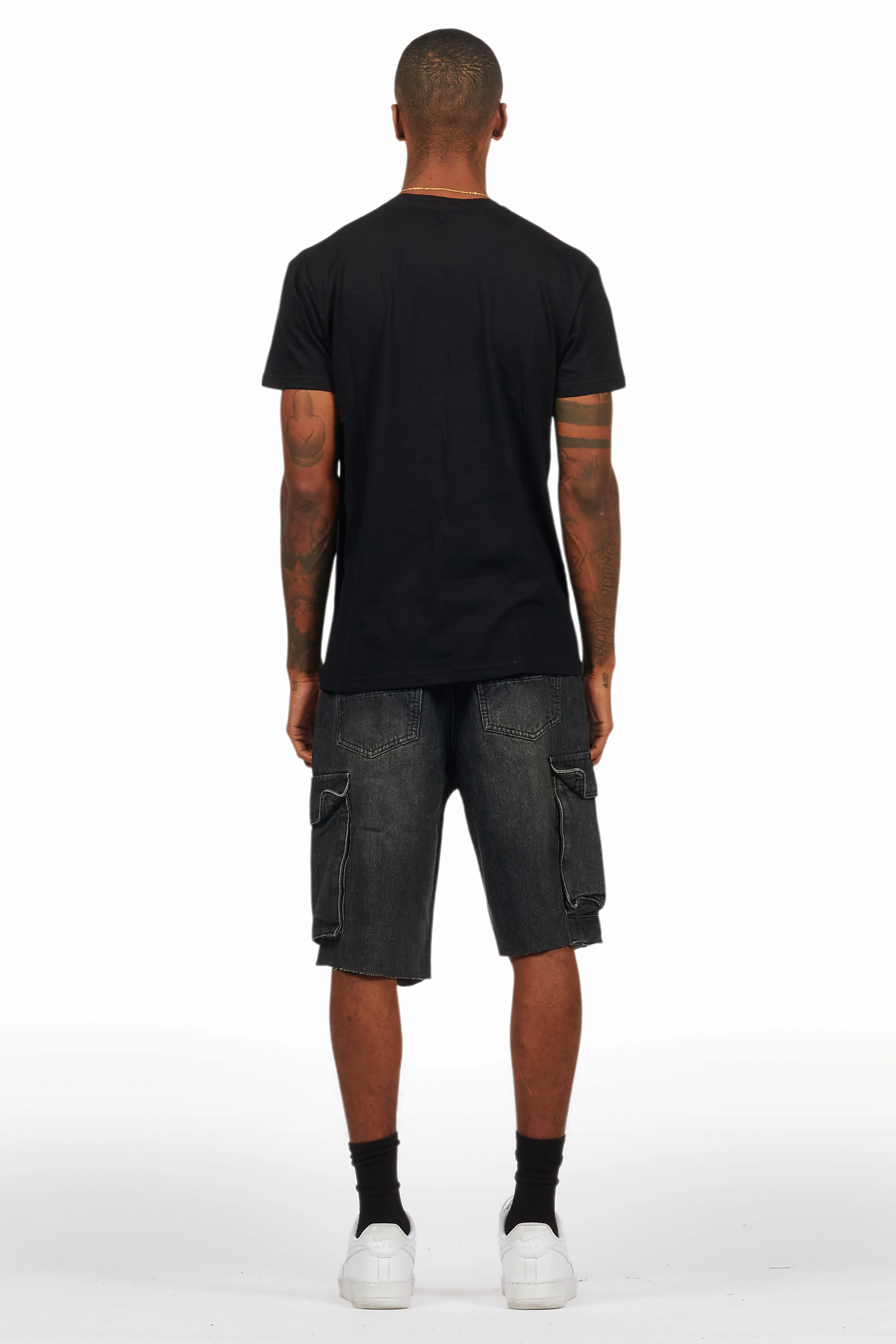 Tally Black T-Shirt/Denim Short Set - Image 4