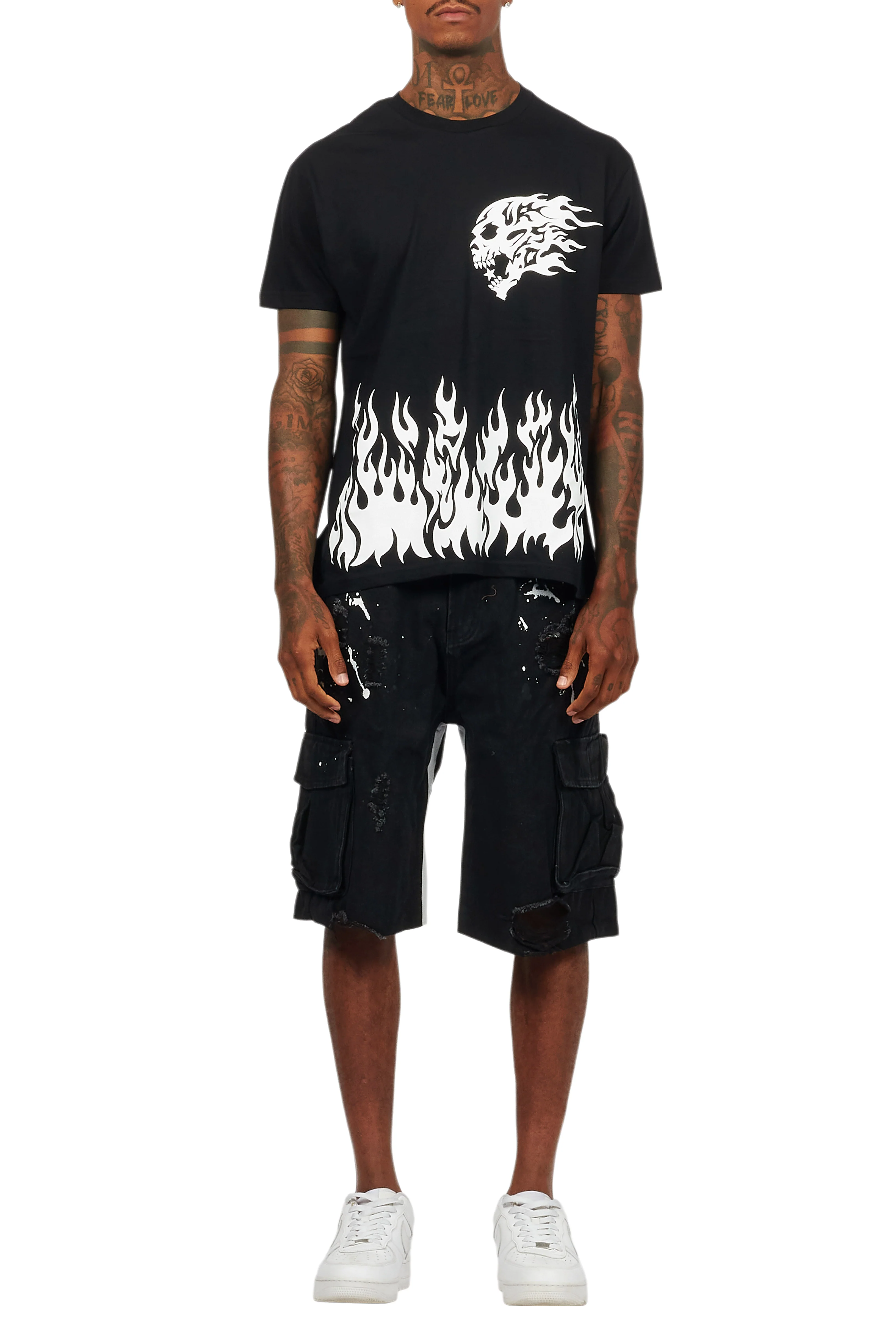 Bubble Black/White T-Shirt/Denim Short Set - Image 11