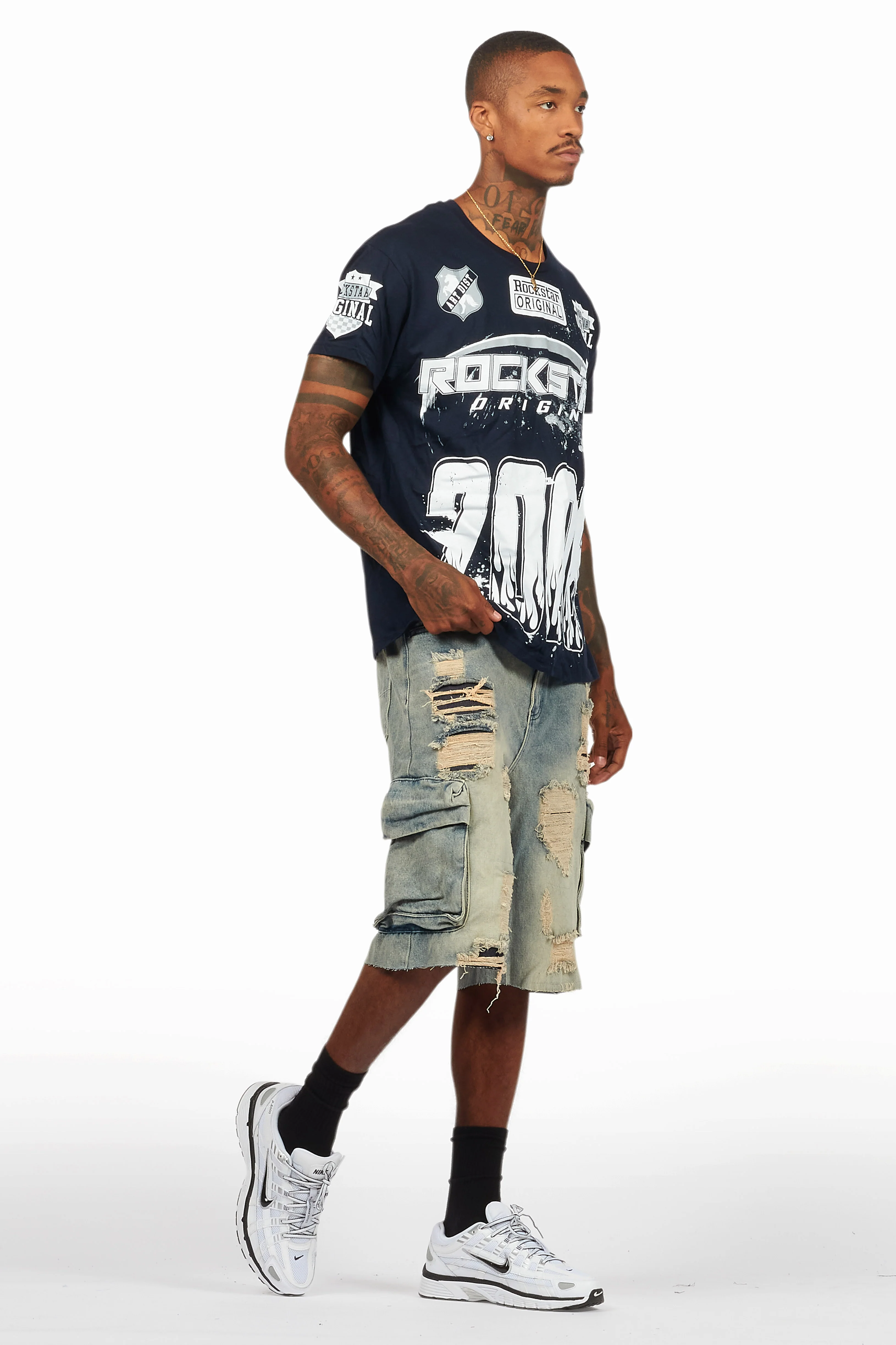 Amos Navy T-Shirt/Denim Short Set - Image 6