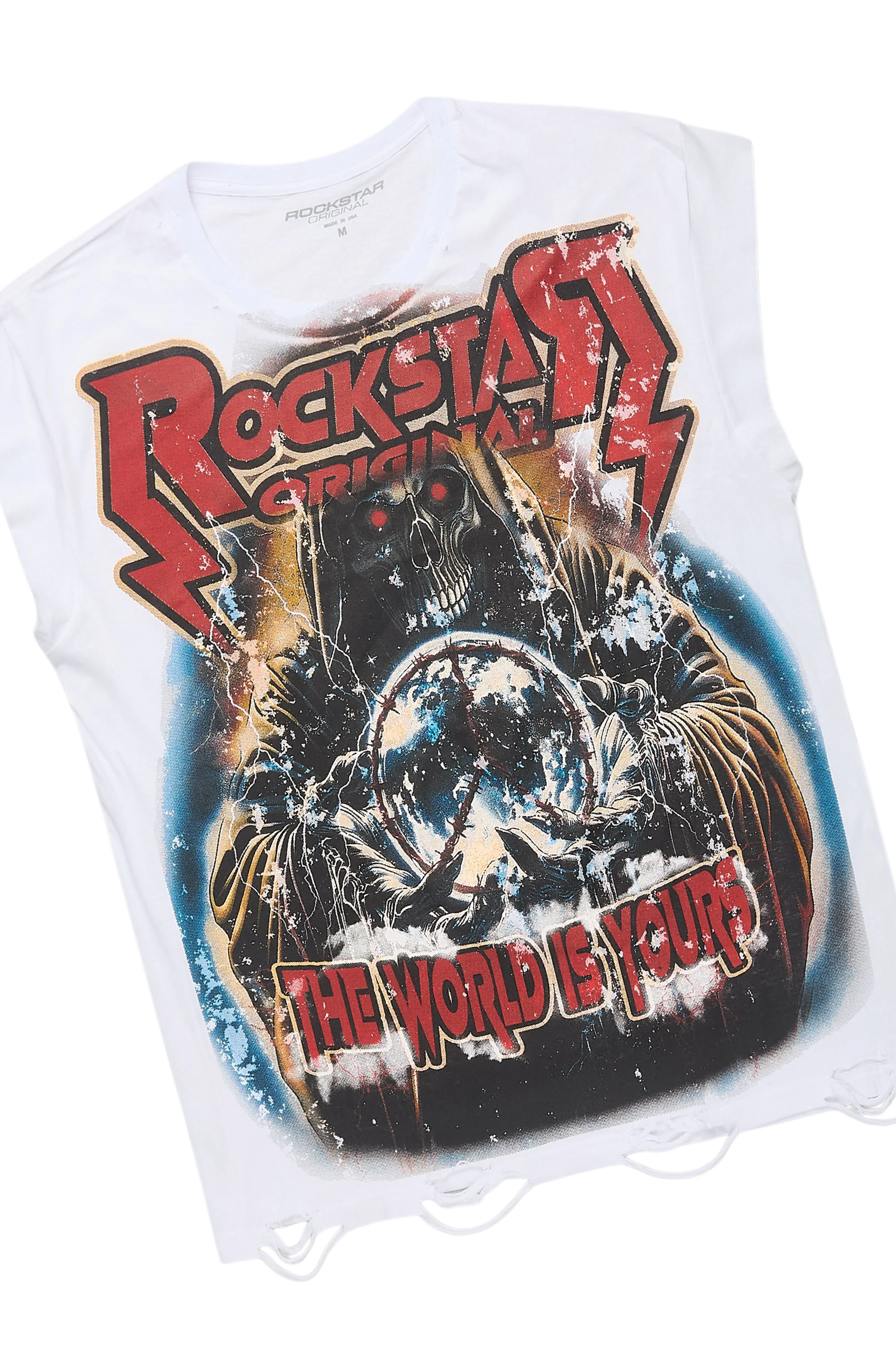 Lucian White Muscle Tee/Denim Jort Set - Image 2