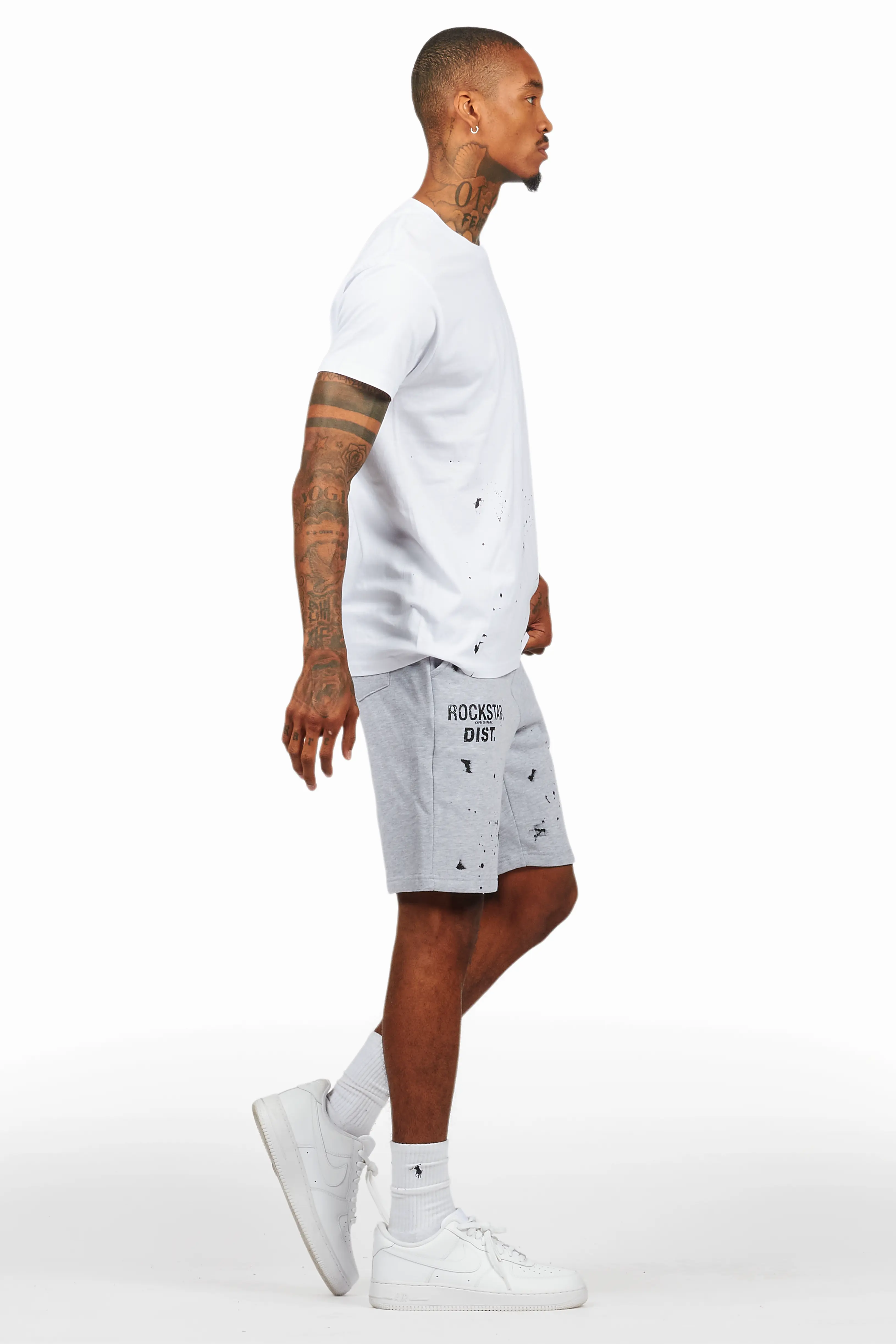 Raffer White/Grey T-Shirt/Short Set - Image 3