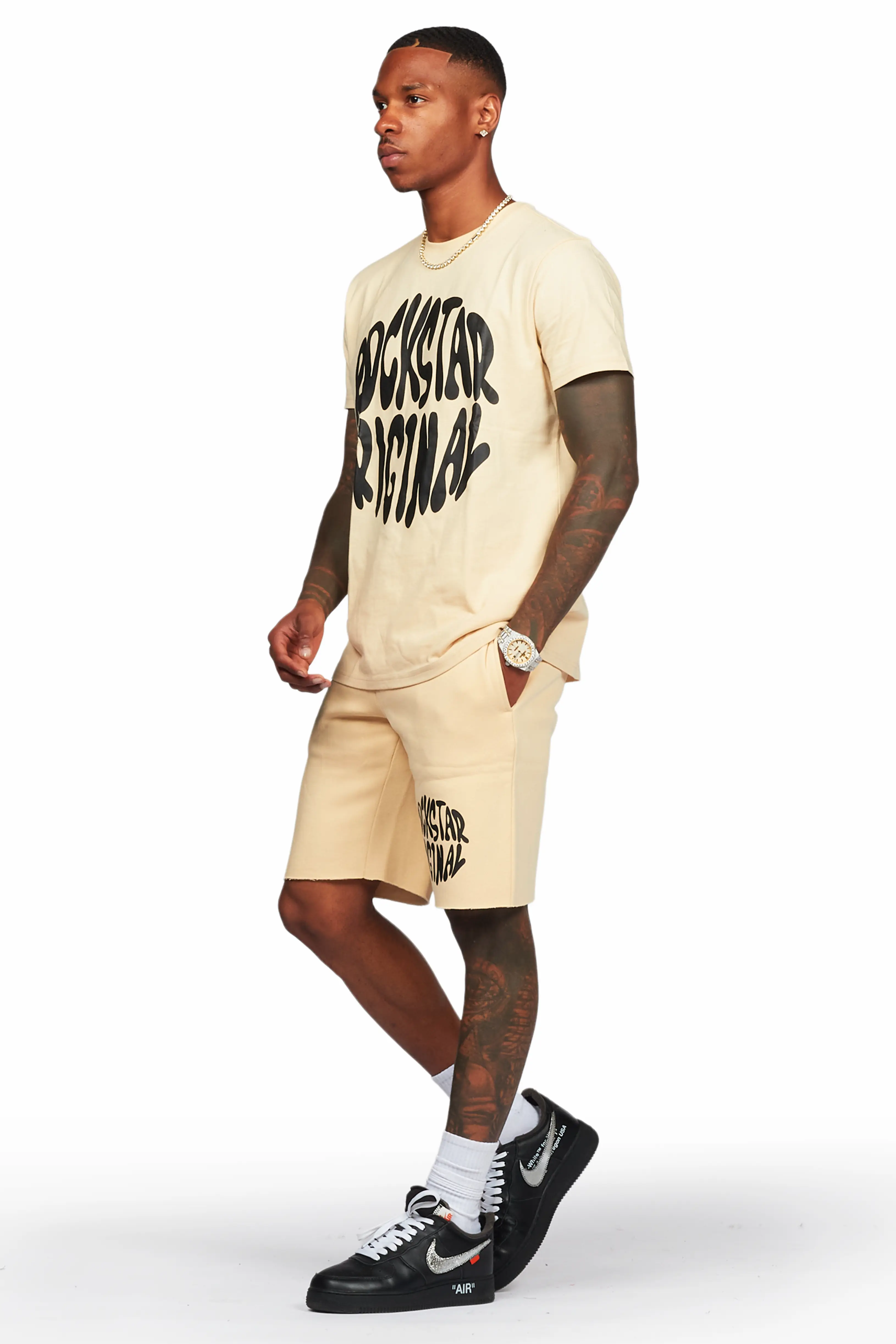 Thierry Beige T-Shirt/Short Set - Image 6
