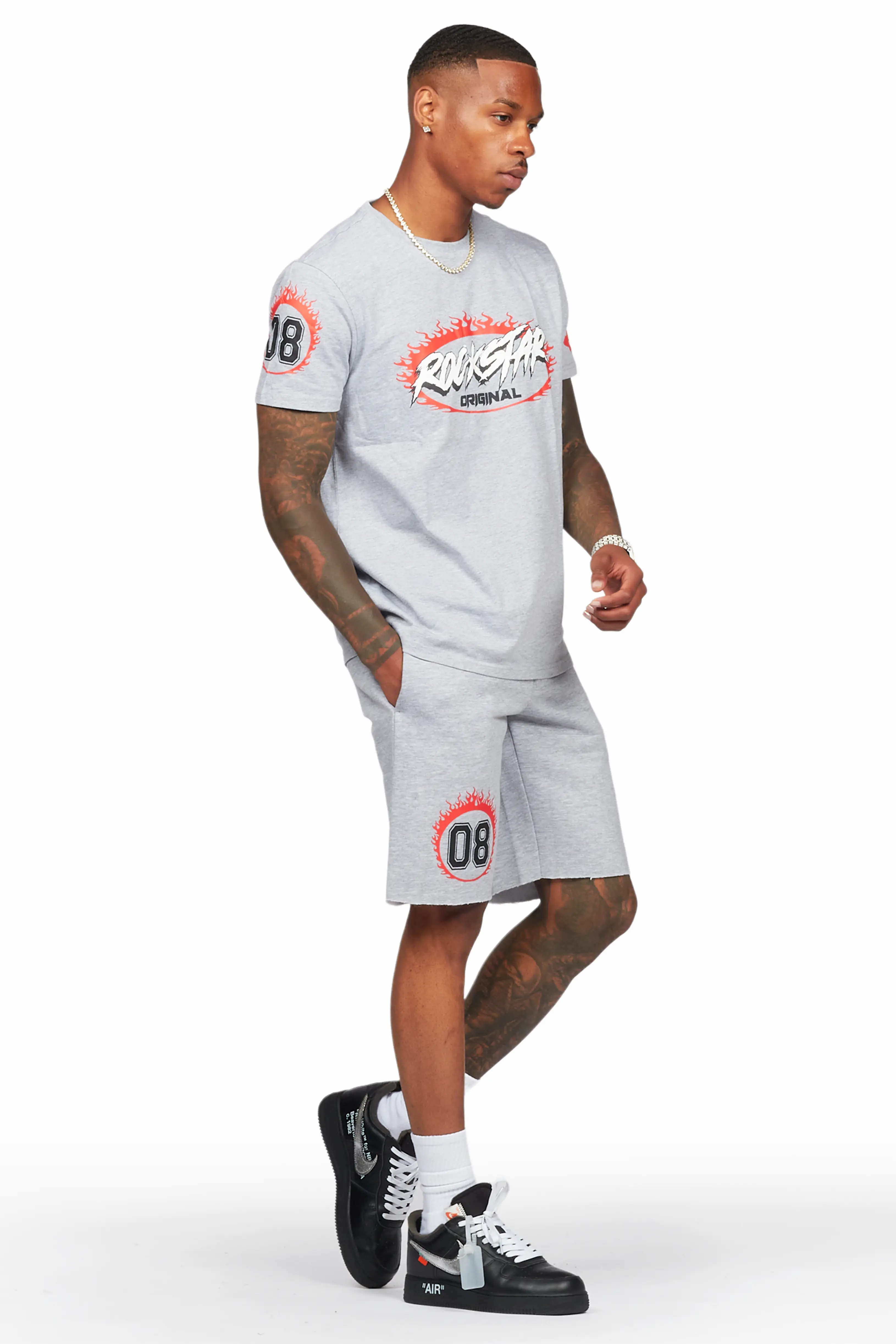 Draven Heather Grey T-Shirt/Short Set - Image 7