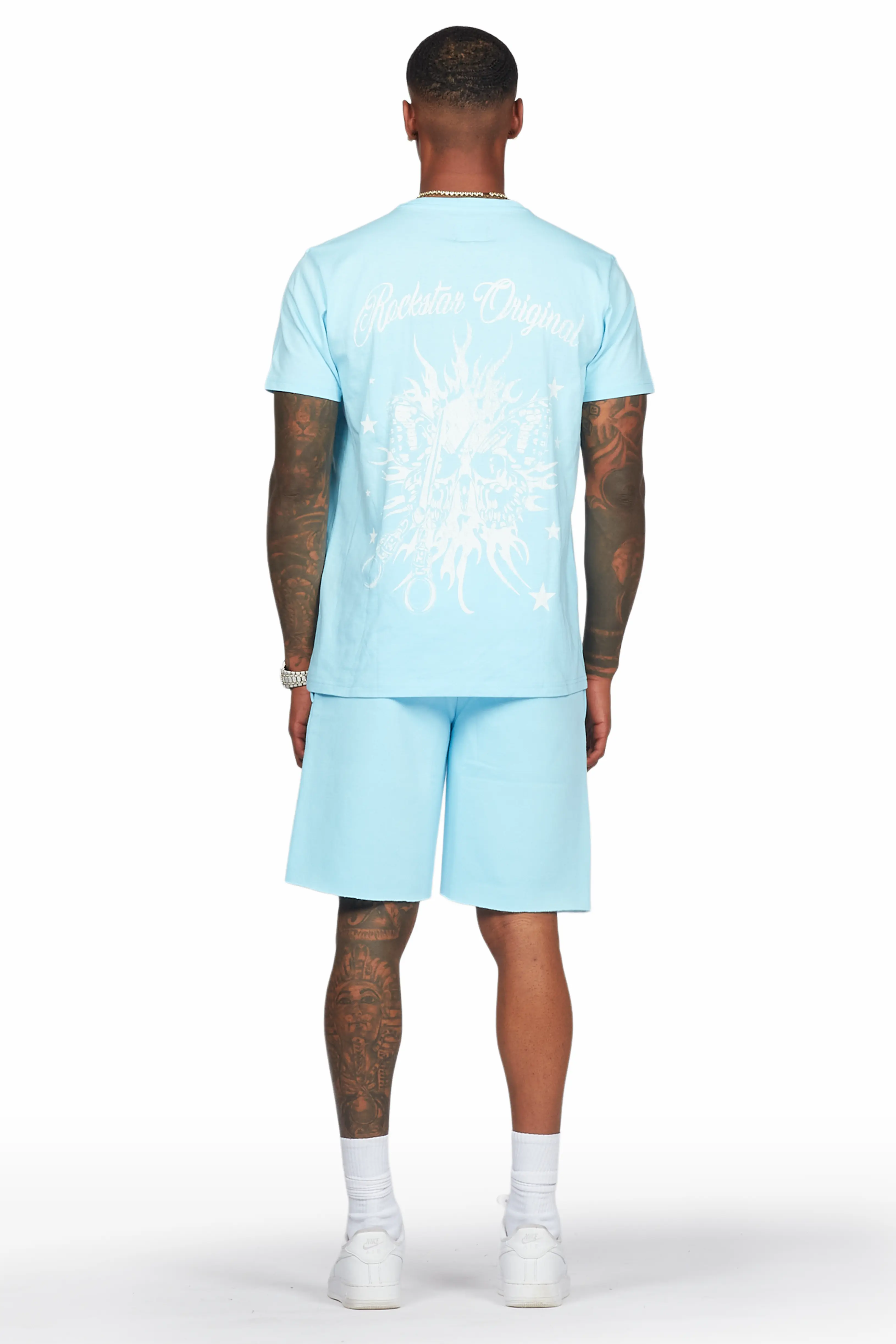Spiral Baby Blue T-Shirt Short Set - Image 3