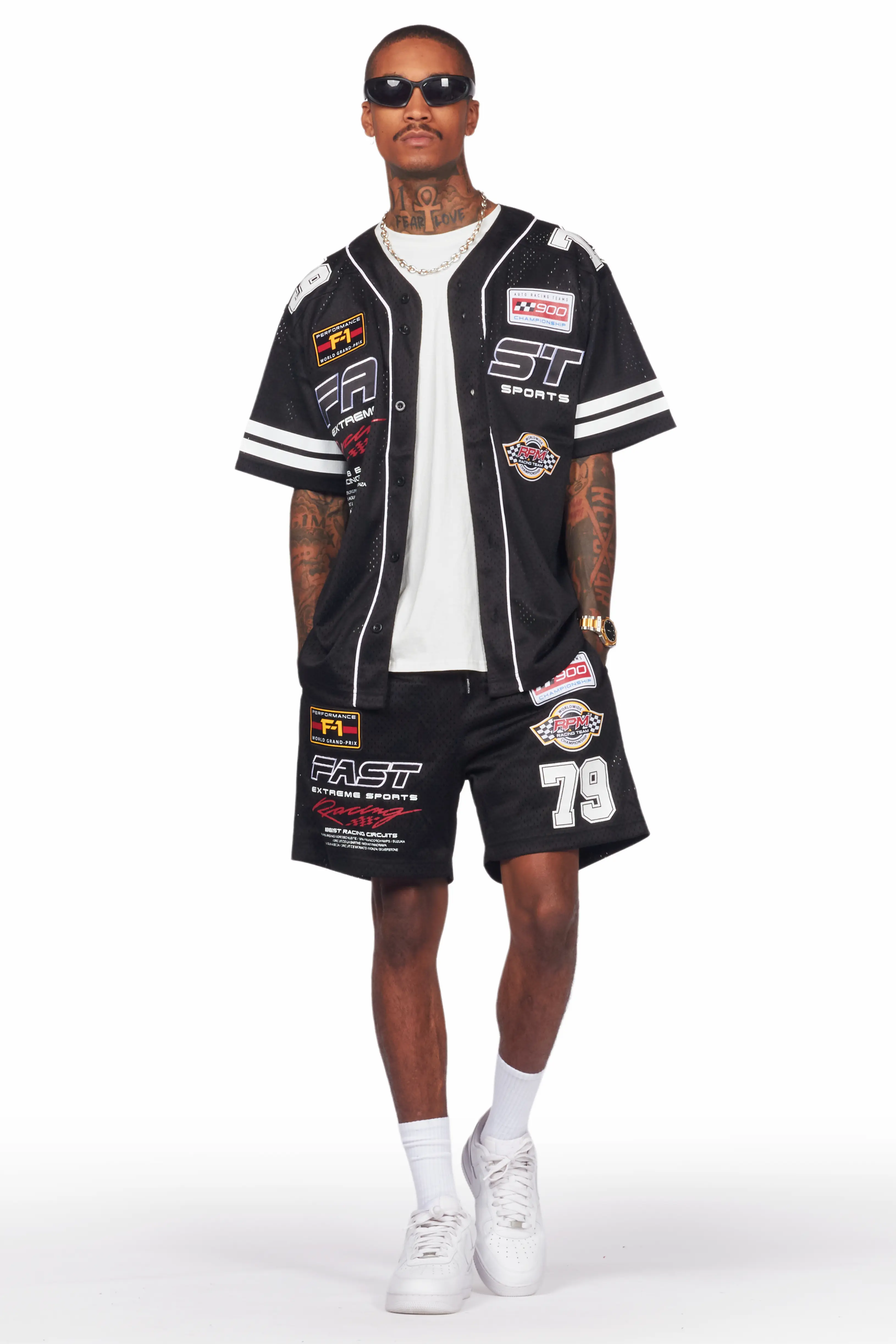 Takato Black Mesh Jersey Short Set - Image 6