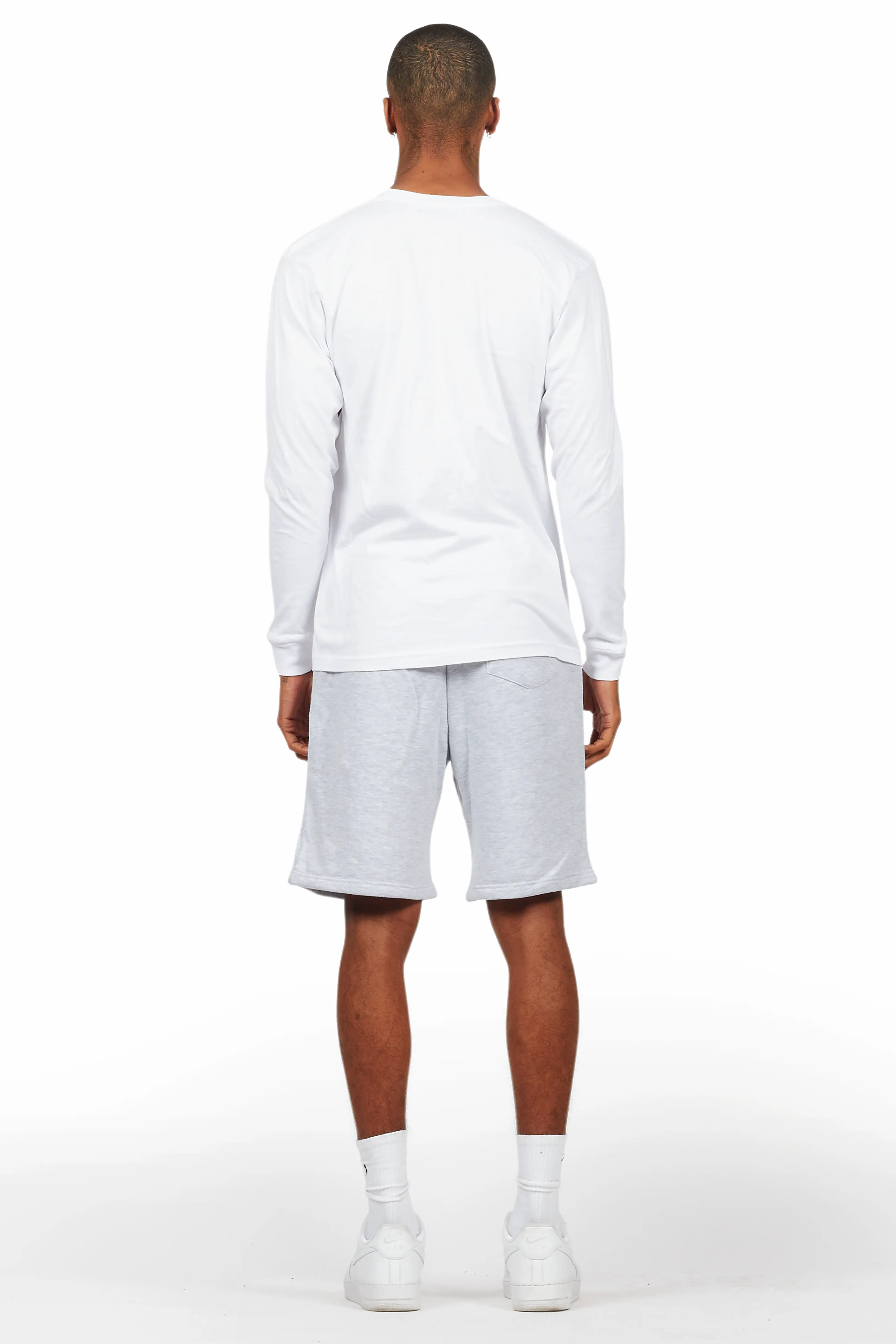 Fields White/Grey Long Sleeve T-Shirt Short Set - Image 4