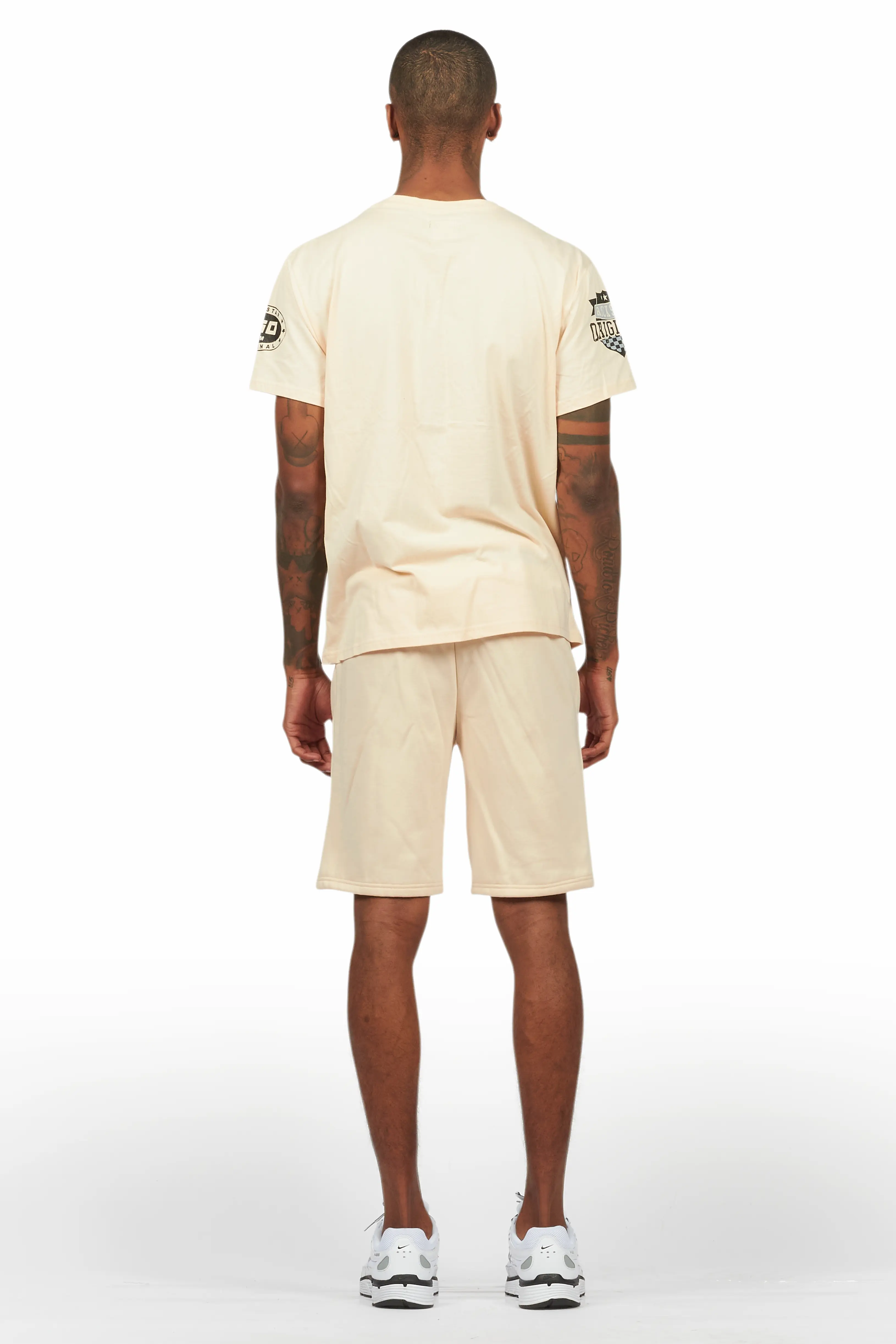 Amos Beige Graphic T-Shirt Short Set - Image 4