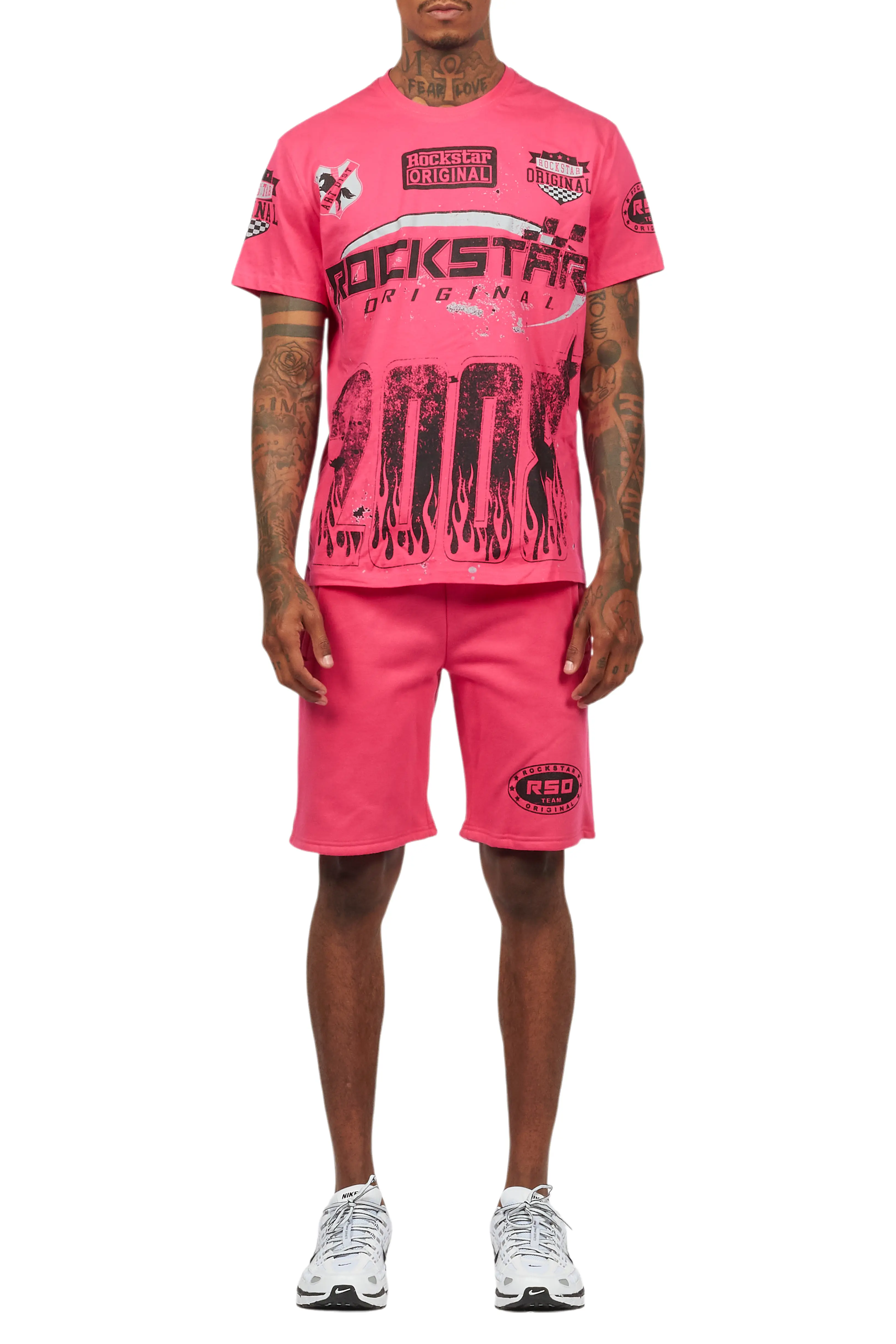 Amos Fuschia/Black Graphic T-Shirt Short Set - Image 9