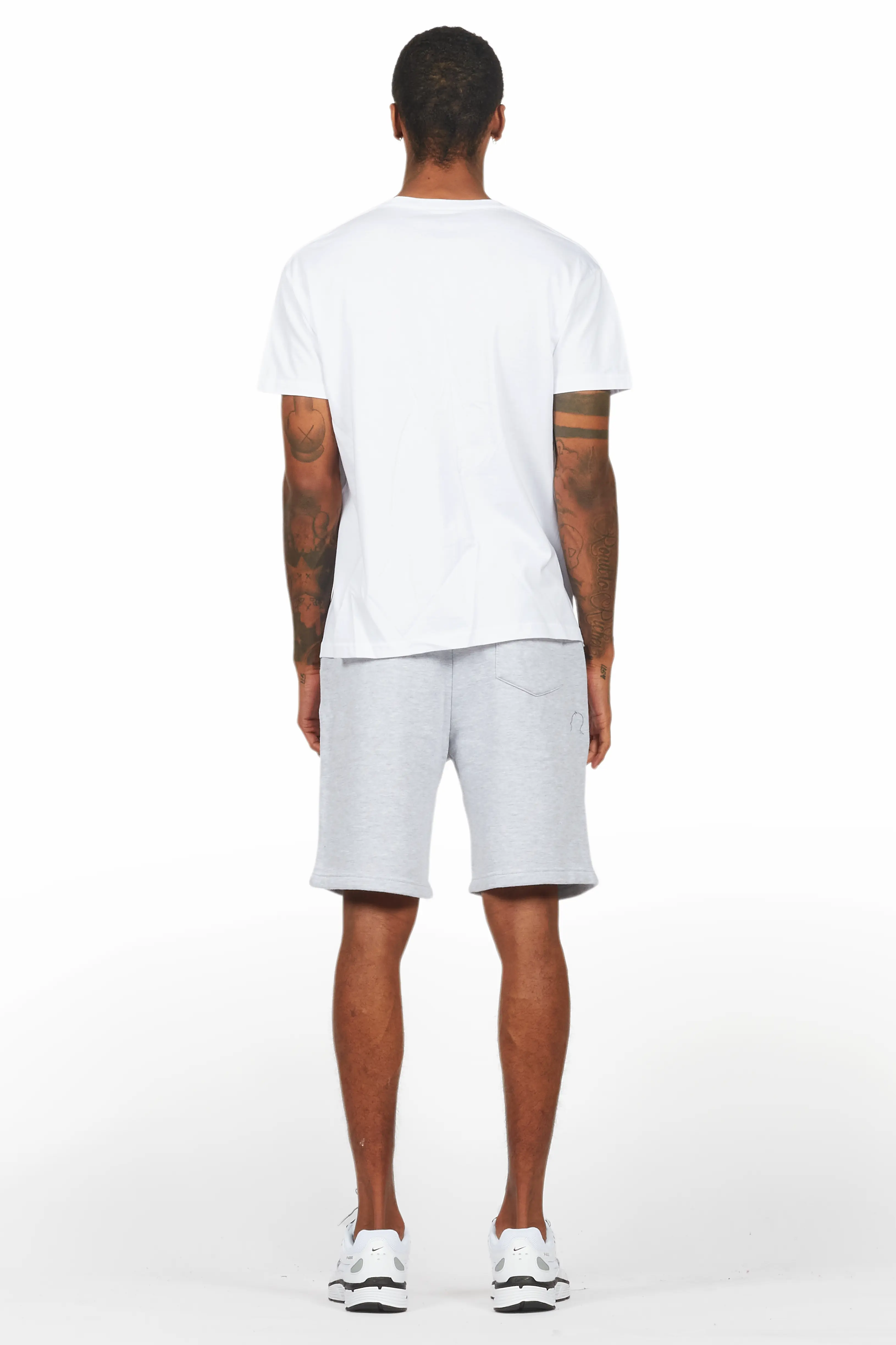 Amos White/Grey Graphic T-Shirt Short Set - Image 4