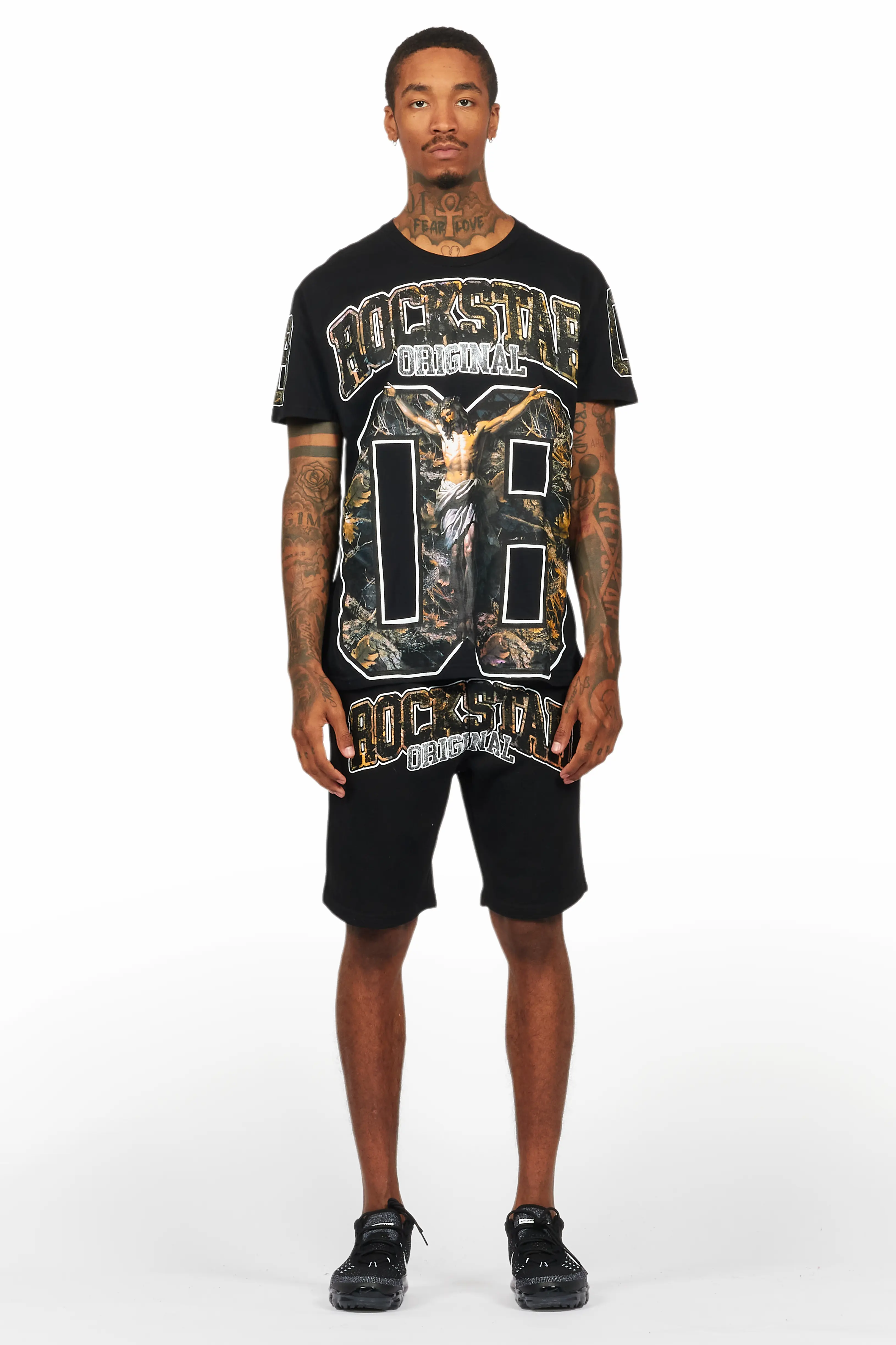 Fields Black Graphic T-Shirt Short Set - Image 2