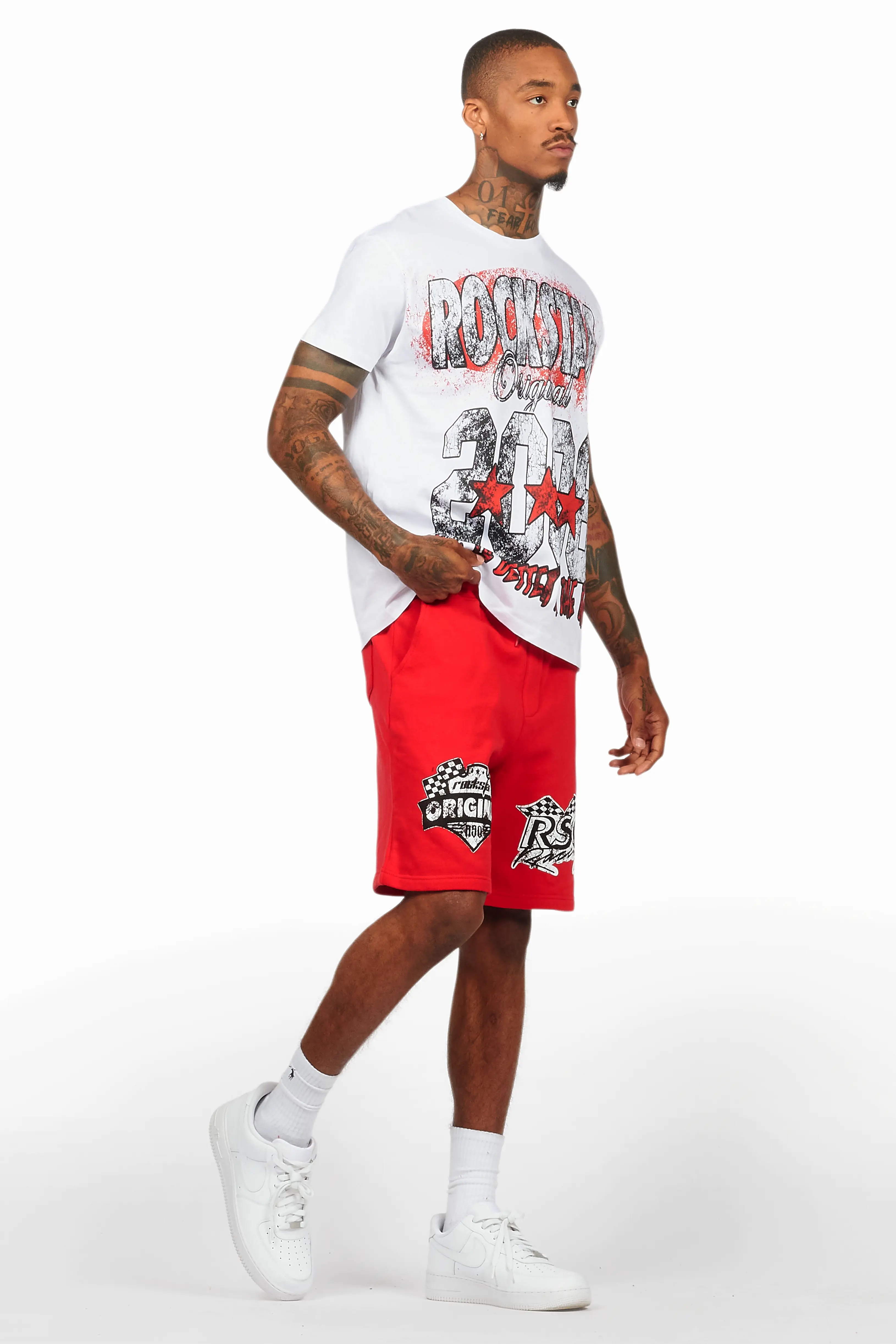 Racing Grung White/Red Graphic T-Shirt Short Set - Image 6