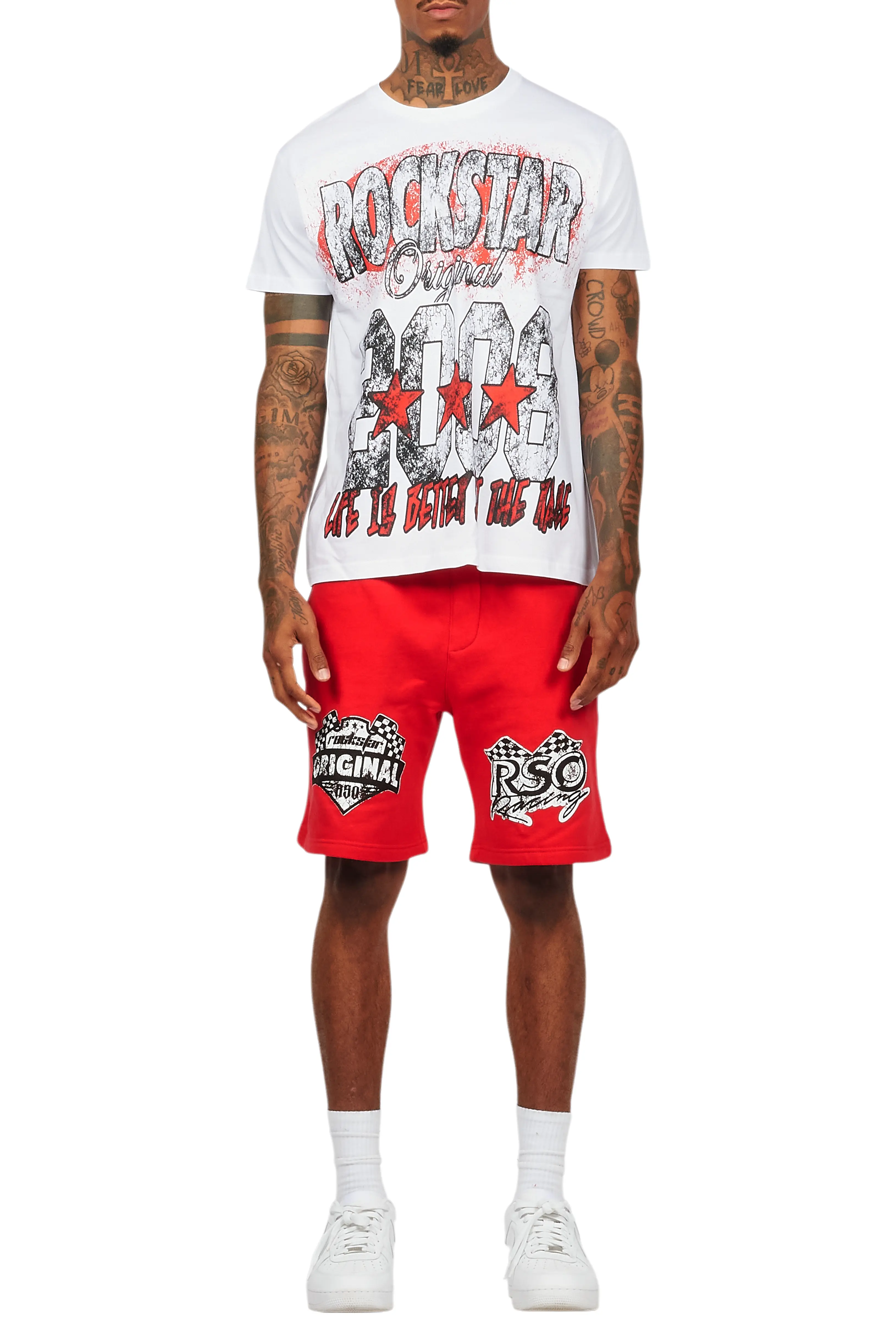 Racing Grung White/Red Graphic T-Shirt Short Set - Image 9