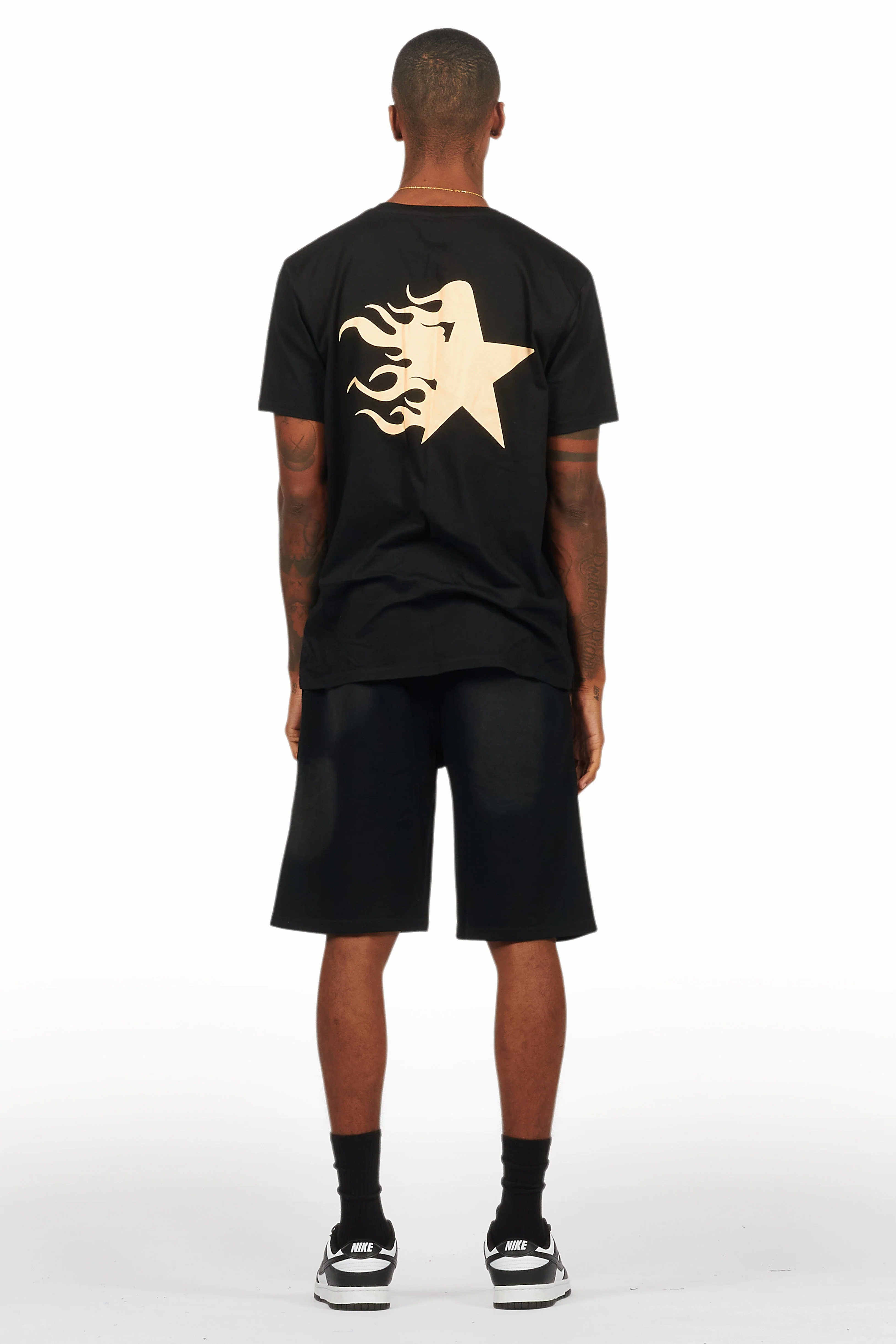 Plutix Black Graphic T-Shirt Short Set - Image 4