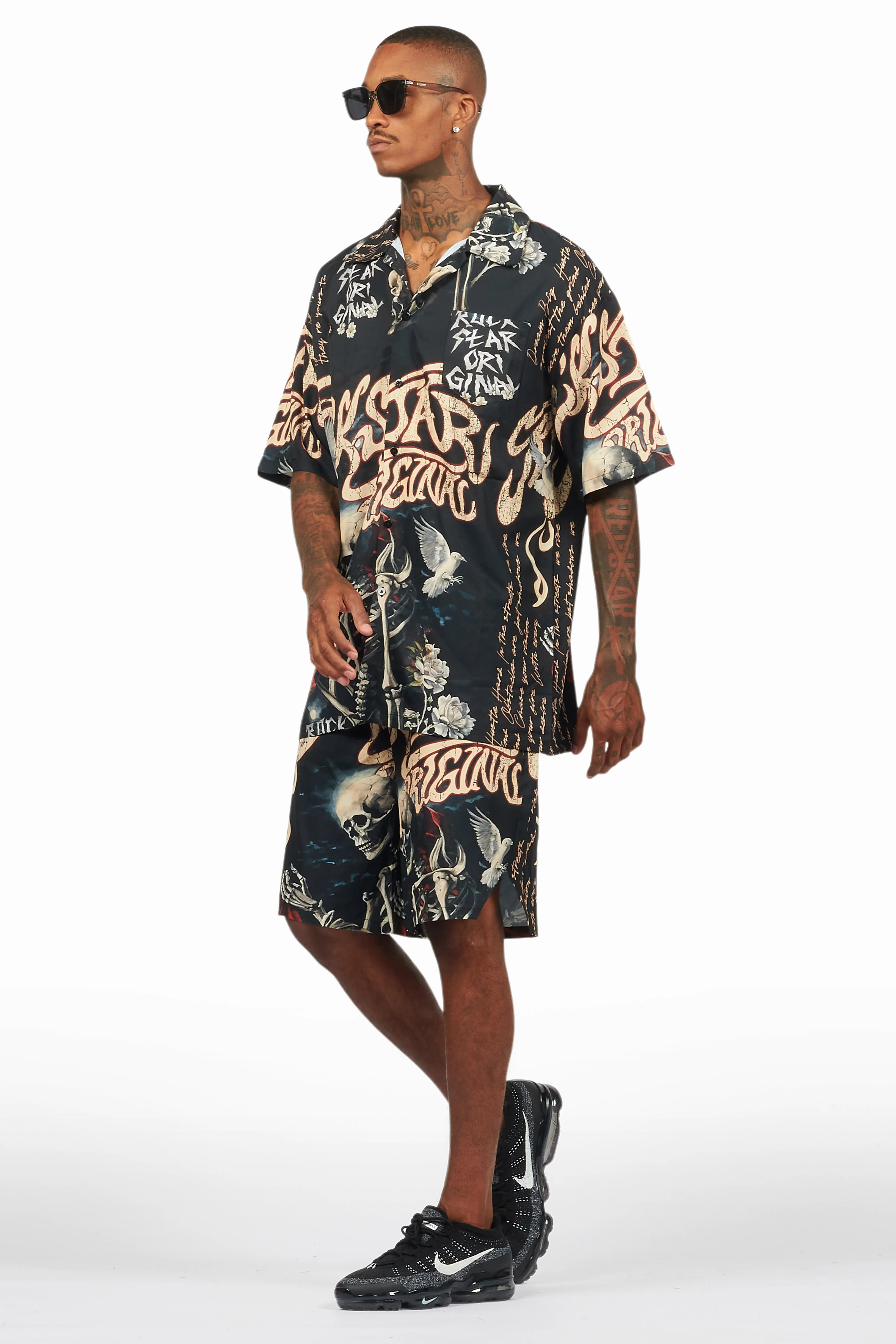 Clout Black Button Down Short Set - Image 12