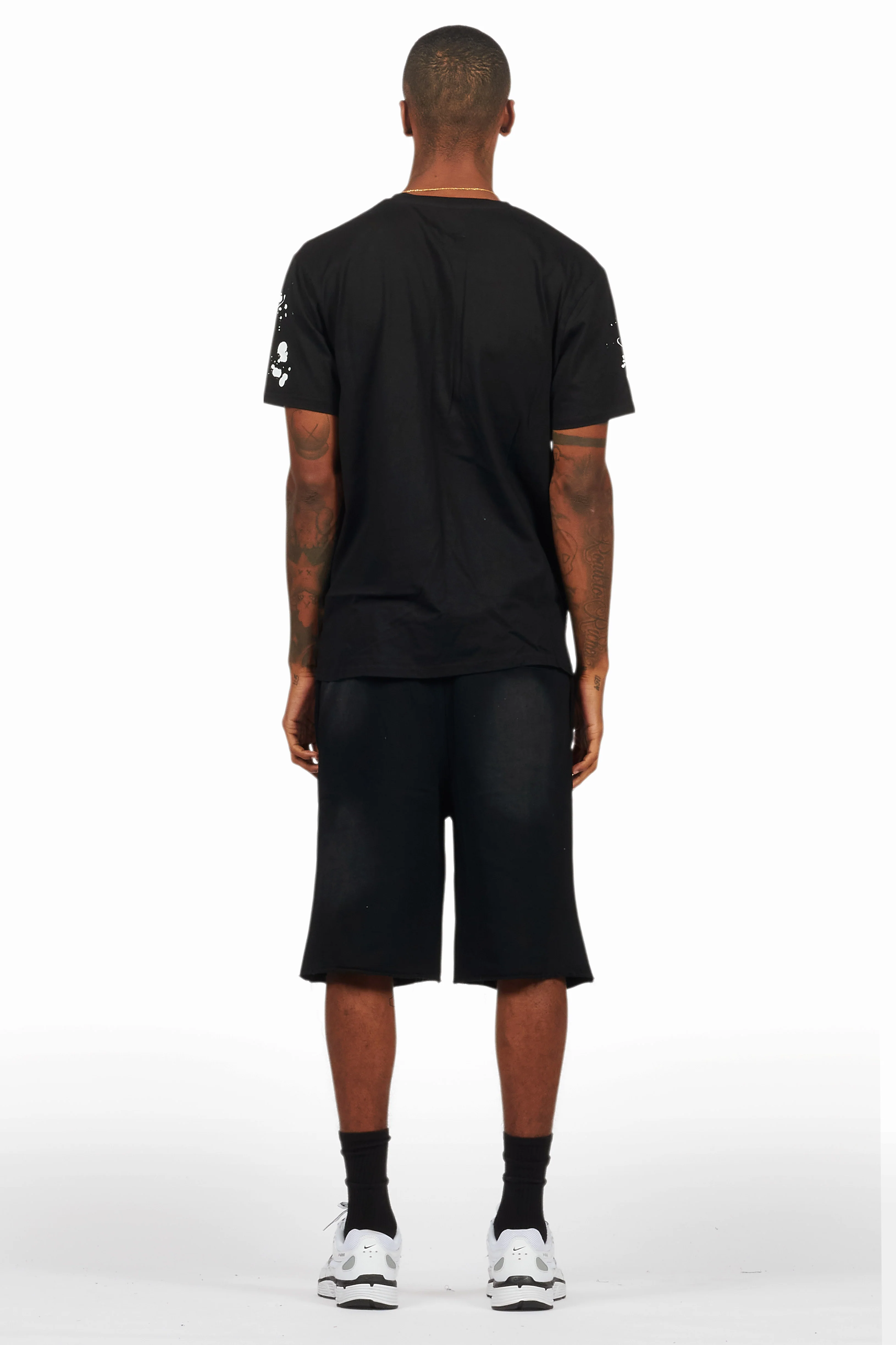 Rafix Black Graphic T-Shirt Short Set - Image 4