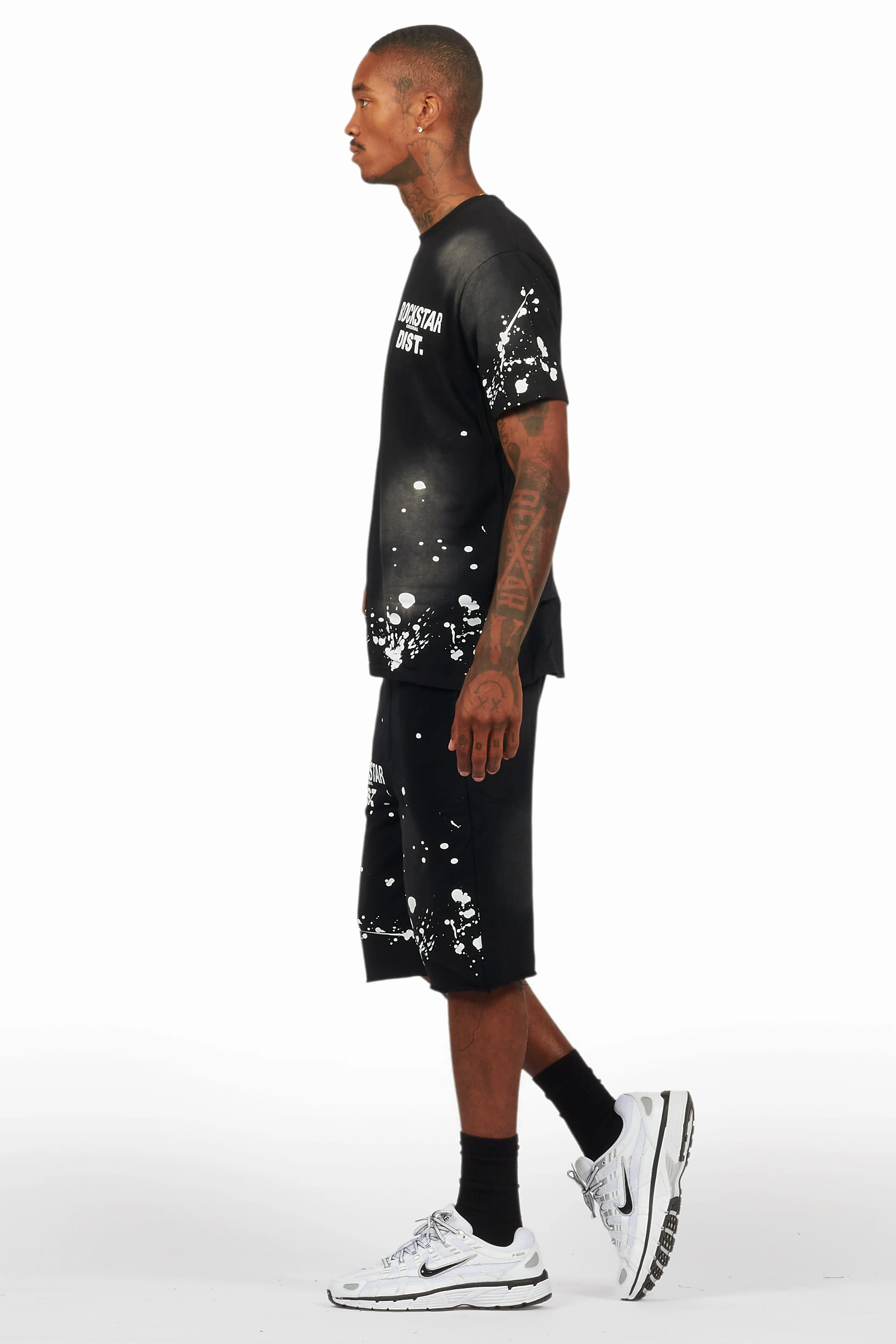 Rafix Black Graphic T-Shirt Short Set - Image 5