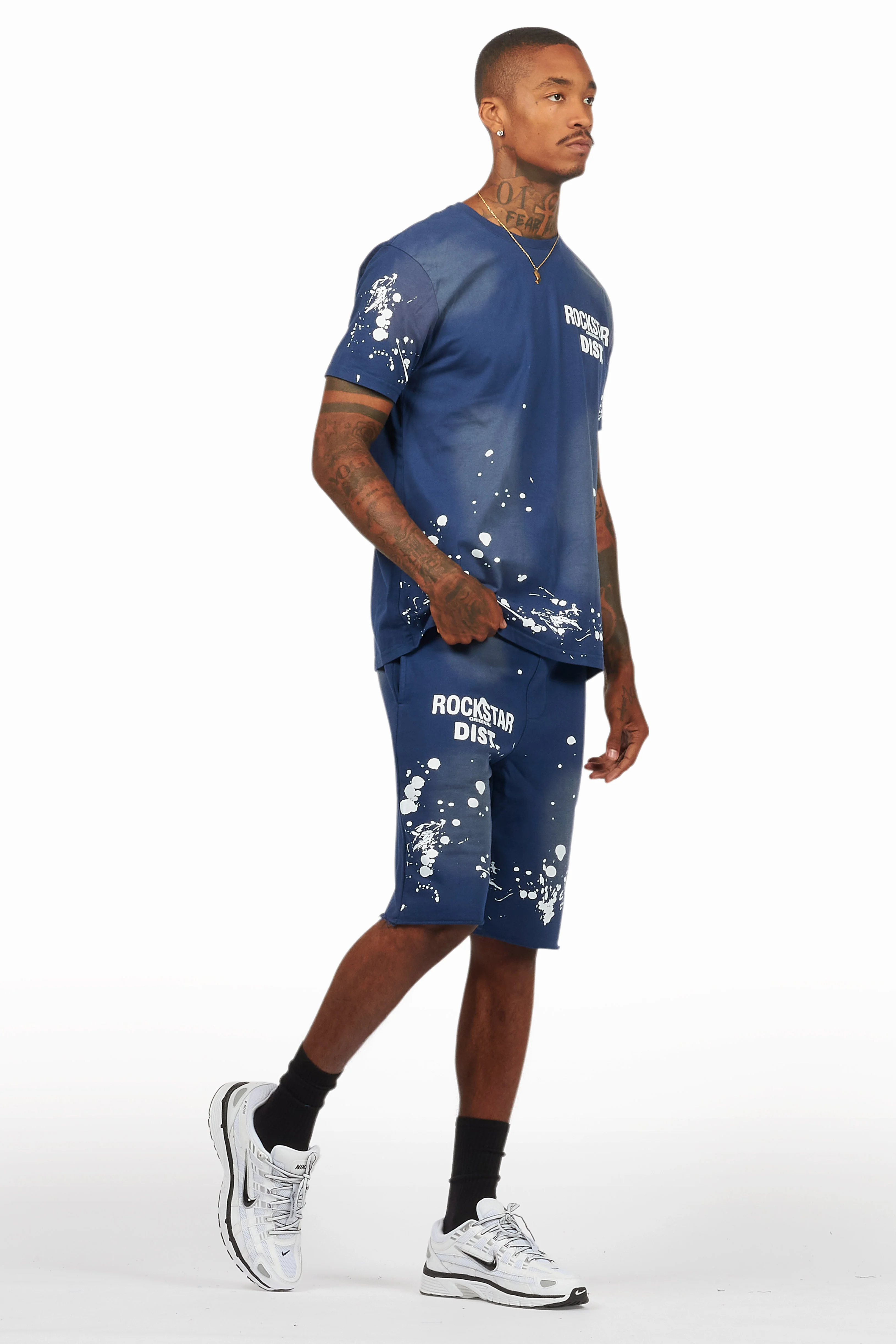 Rafix Navy Graphic T-Shirt Short Set - Image 11