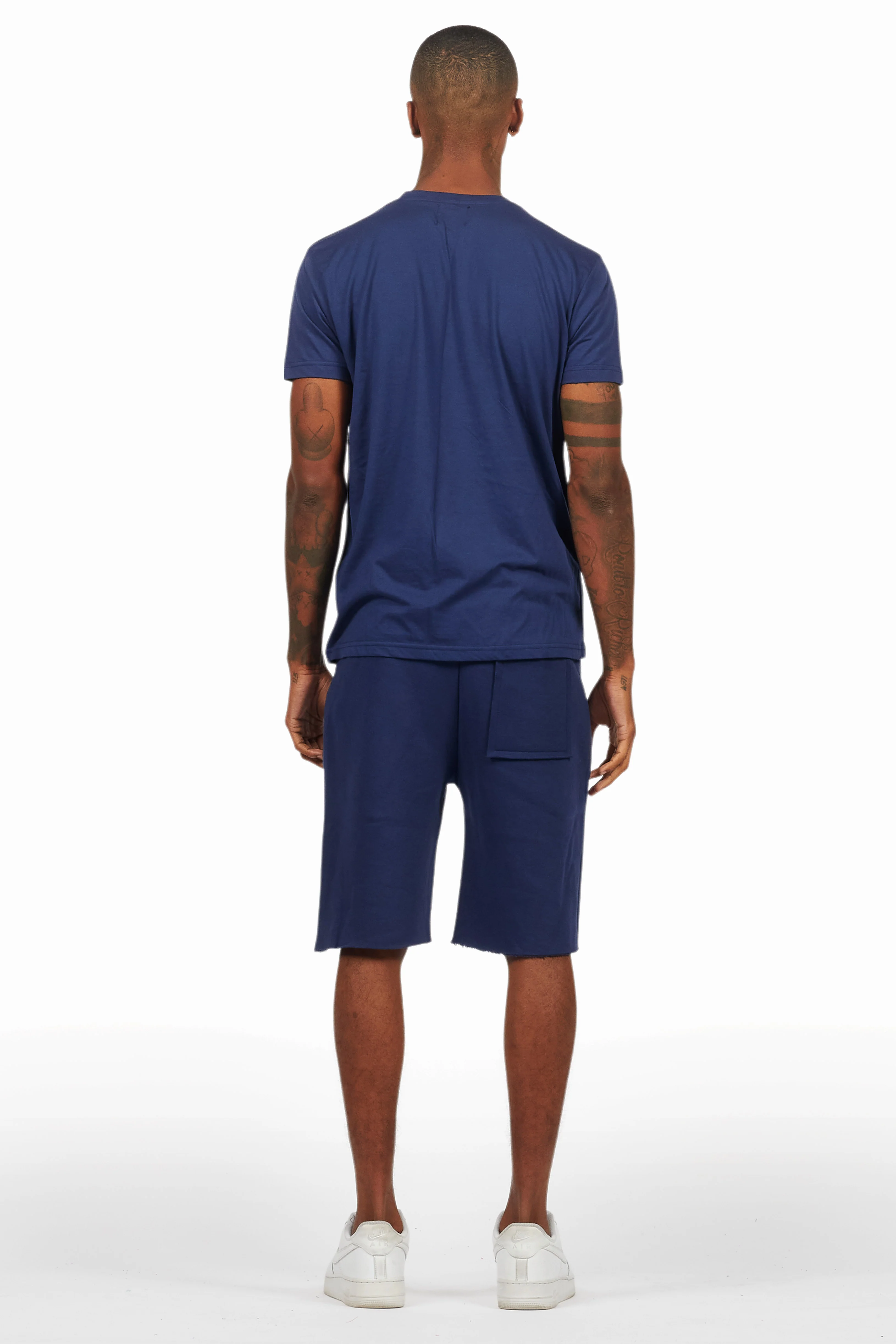 Raffer Navy T-Shirt/Raw Edge Short Set - Image 4