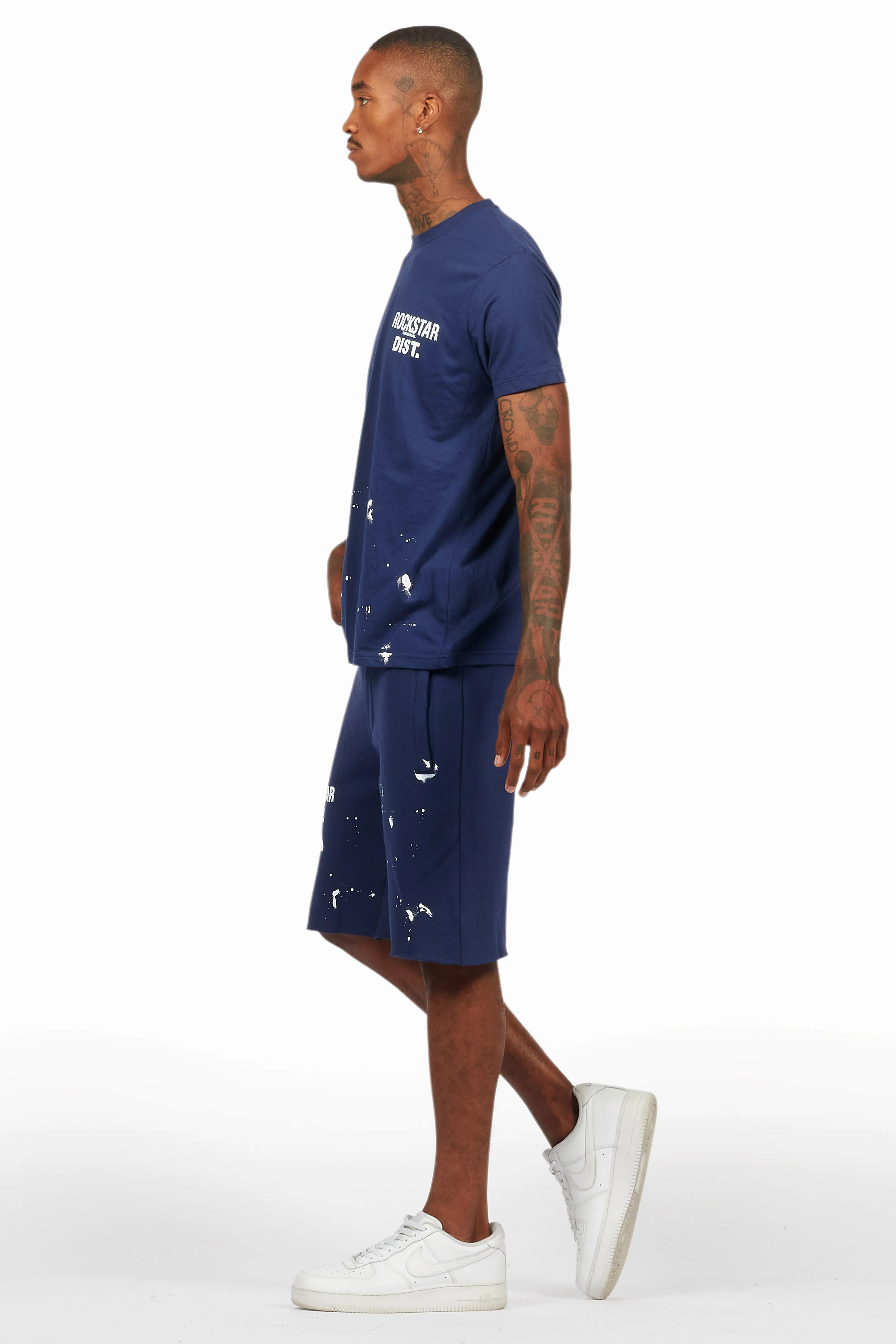 Raffer Navy T-Shirt/Raw Edge Short Set - Image 5