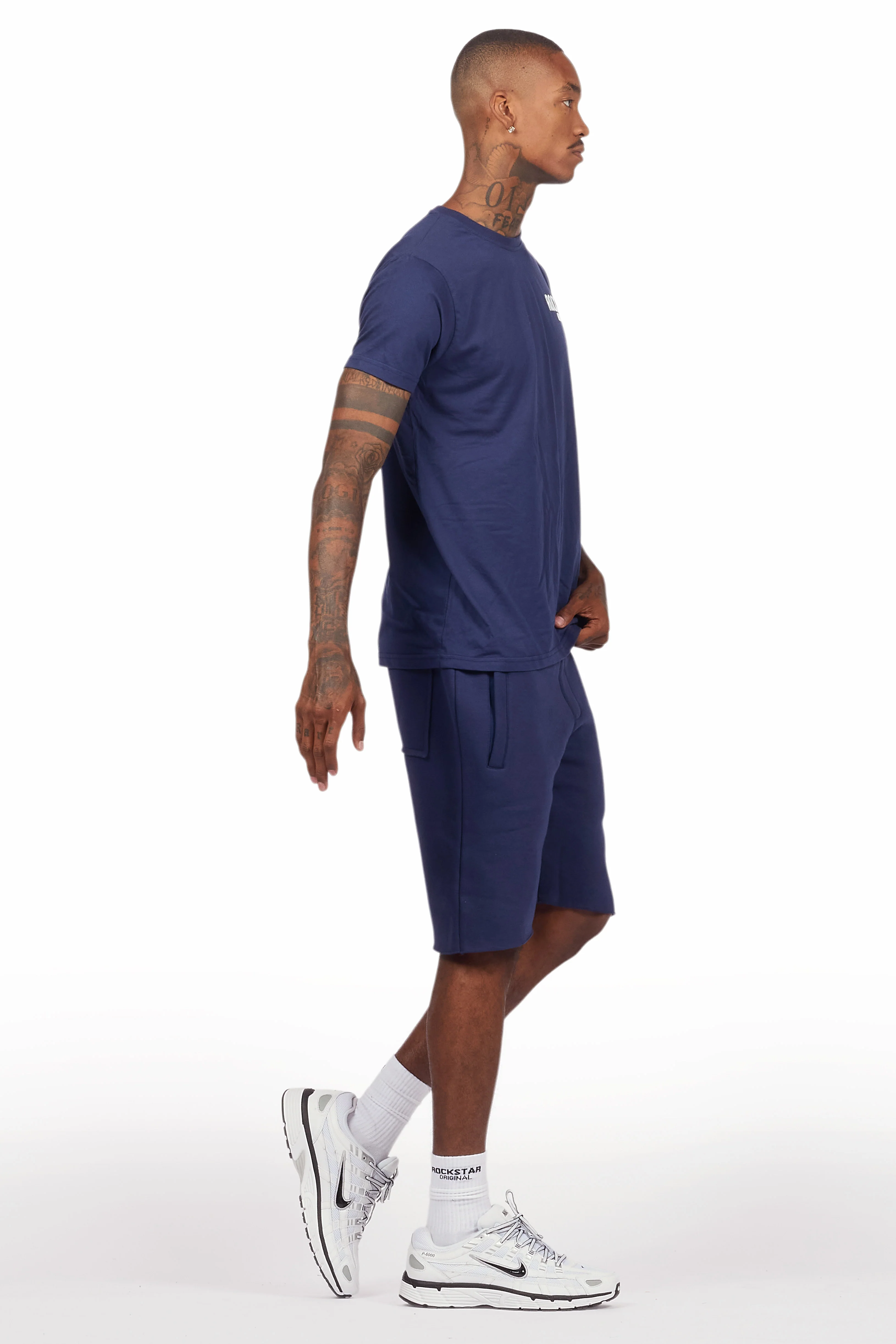 Sana Navy T-Shirt/Raw Edge Short Set - Image 10