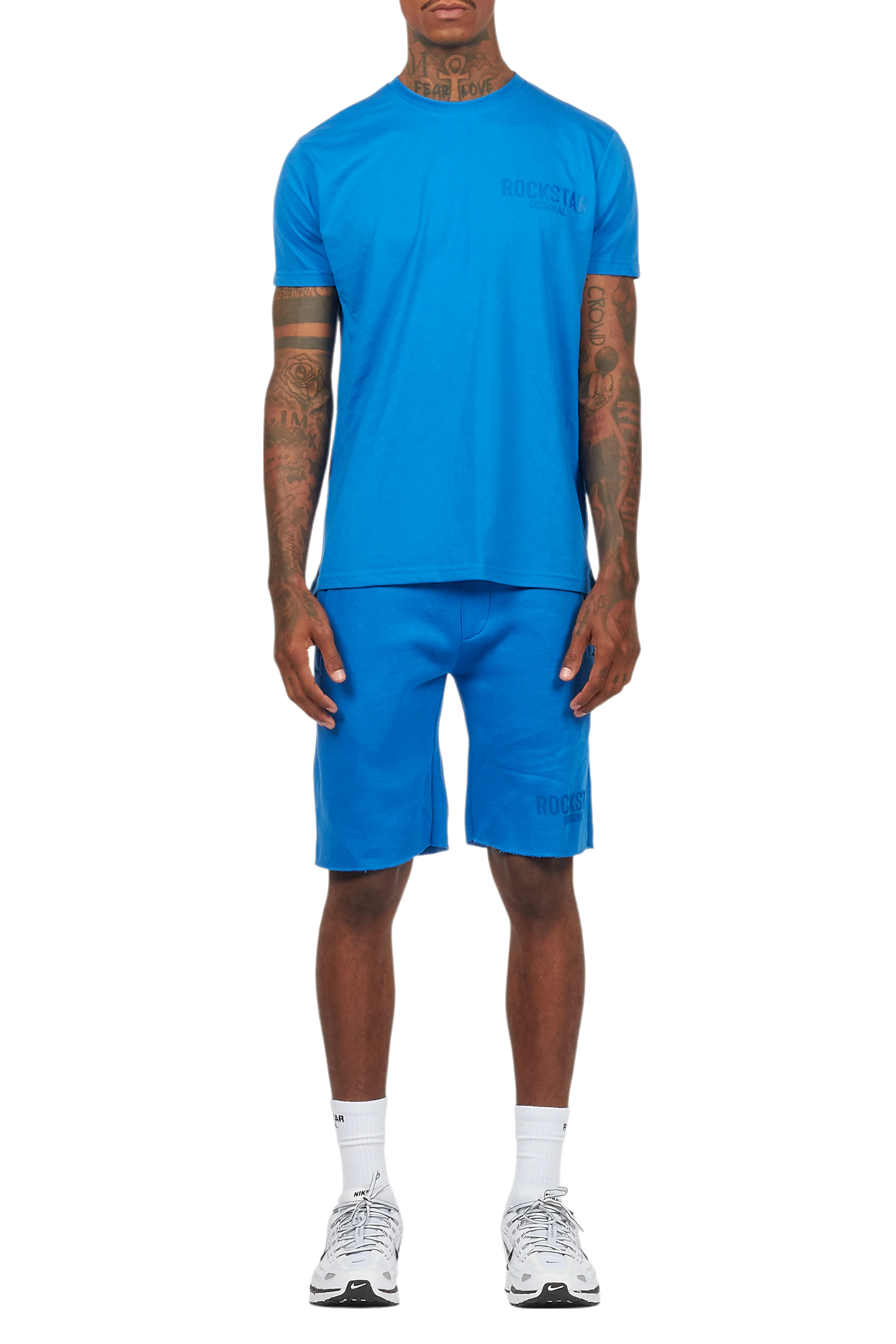 Sana Royal Blue T-Shirt/Raw Edge Short Set - Image 15