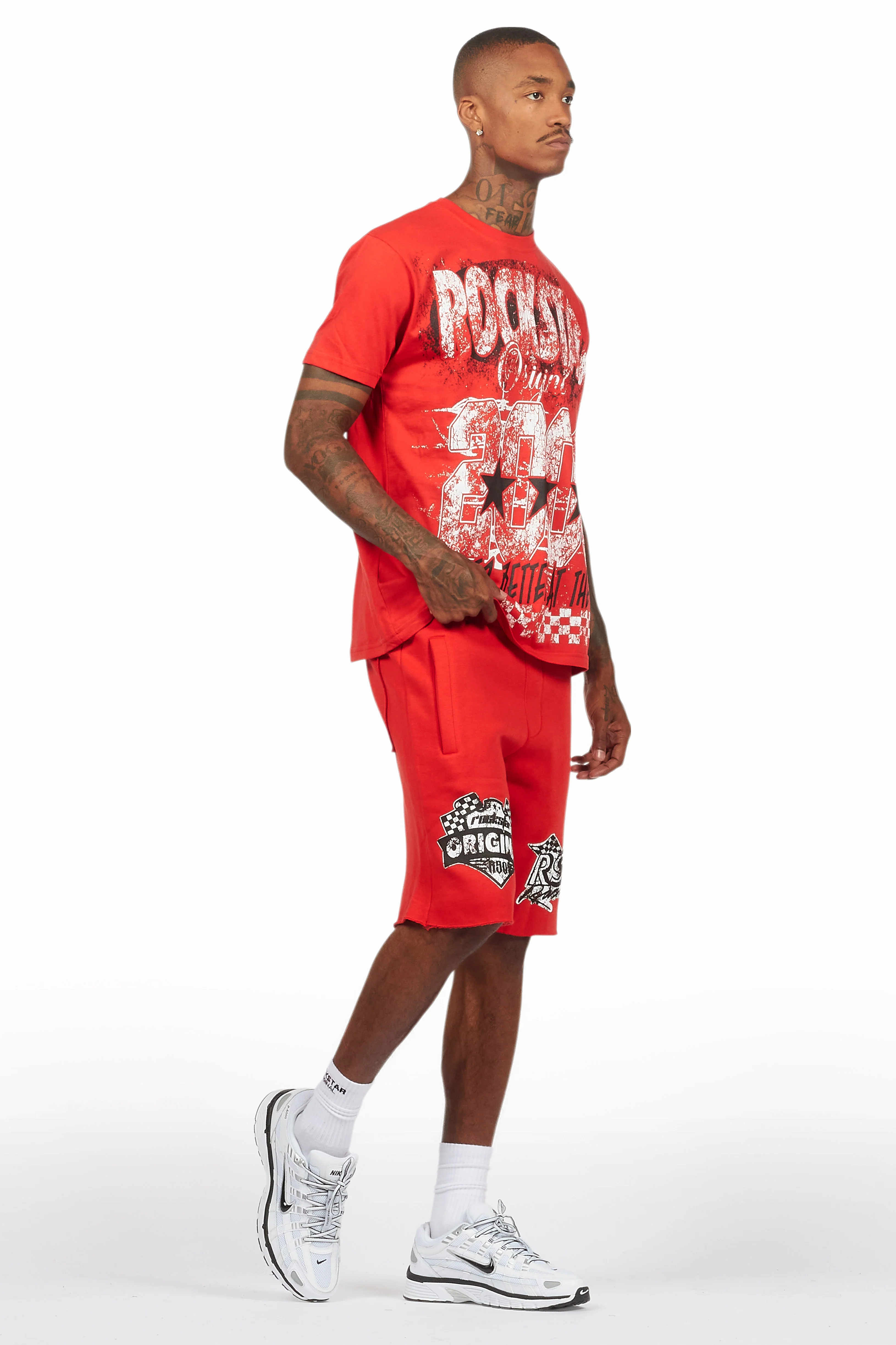 Racing Grung Red/Black T-Shirt/Raw Edge Short Set - Image 6