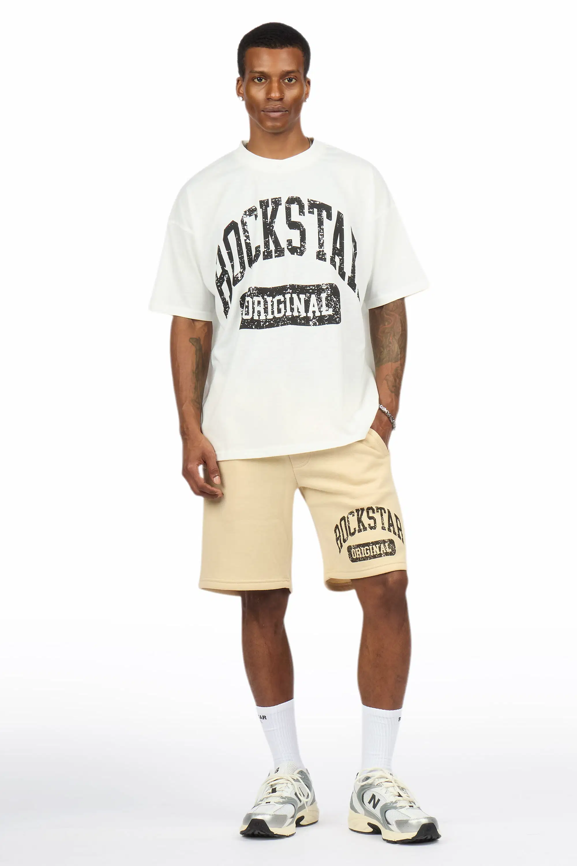 Zig White/Beige T-Shirt/Short Set - Image 6