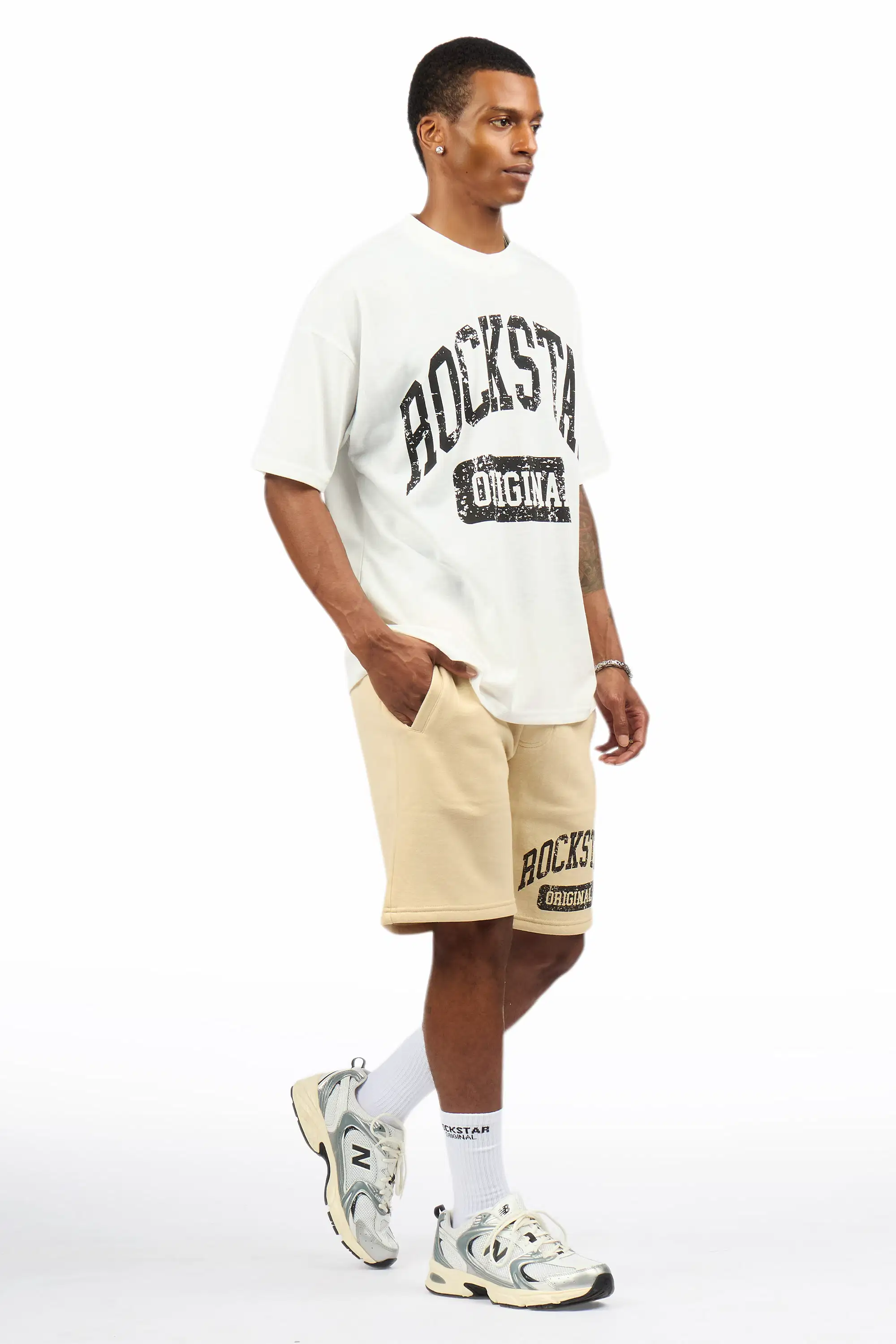Zig White/Beige T-Shirt/Short Set - Image 7