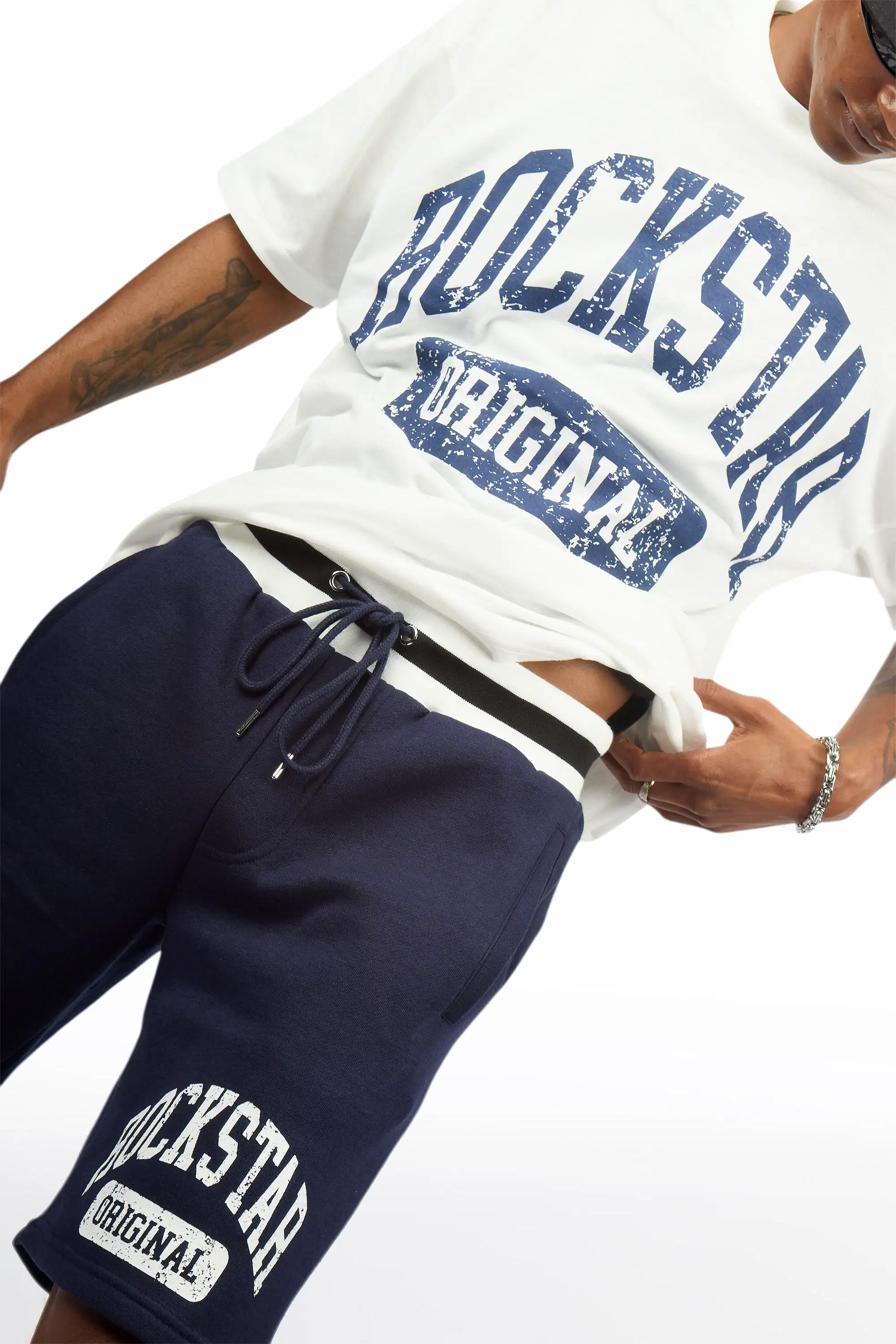 Zig White/Navy T-Shirt/Short Set - Image 3