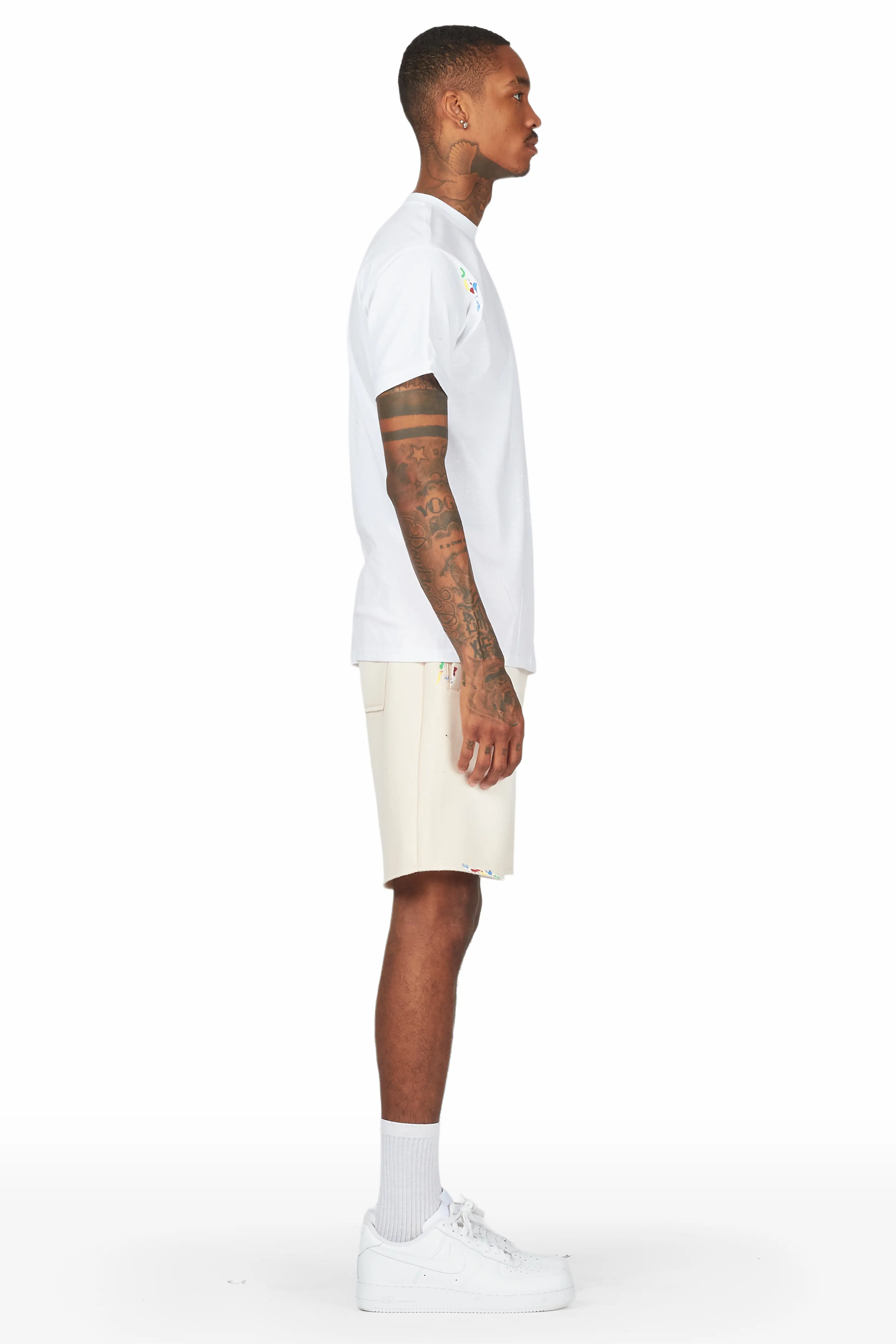 Rockstar Art Dist. White/Beige T-Shirt Short Set - Image 3
