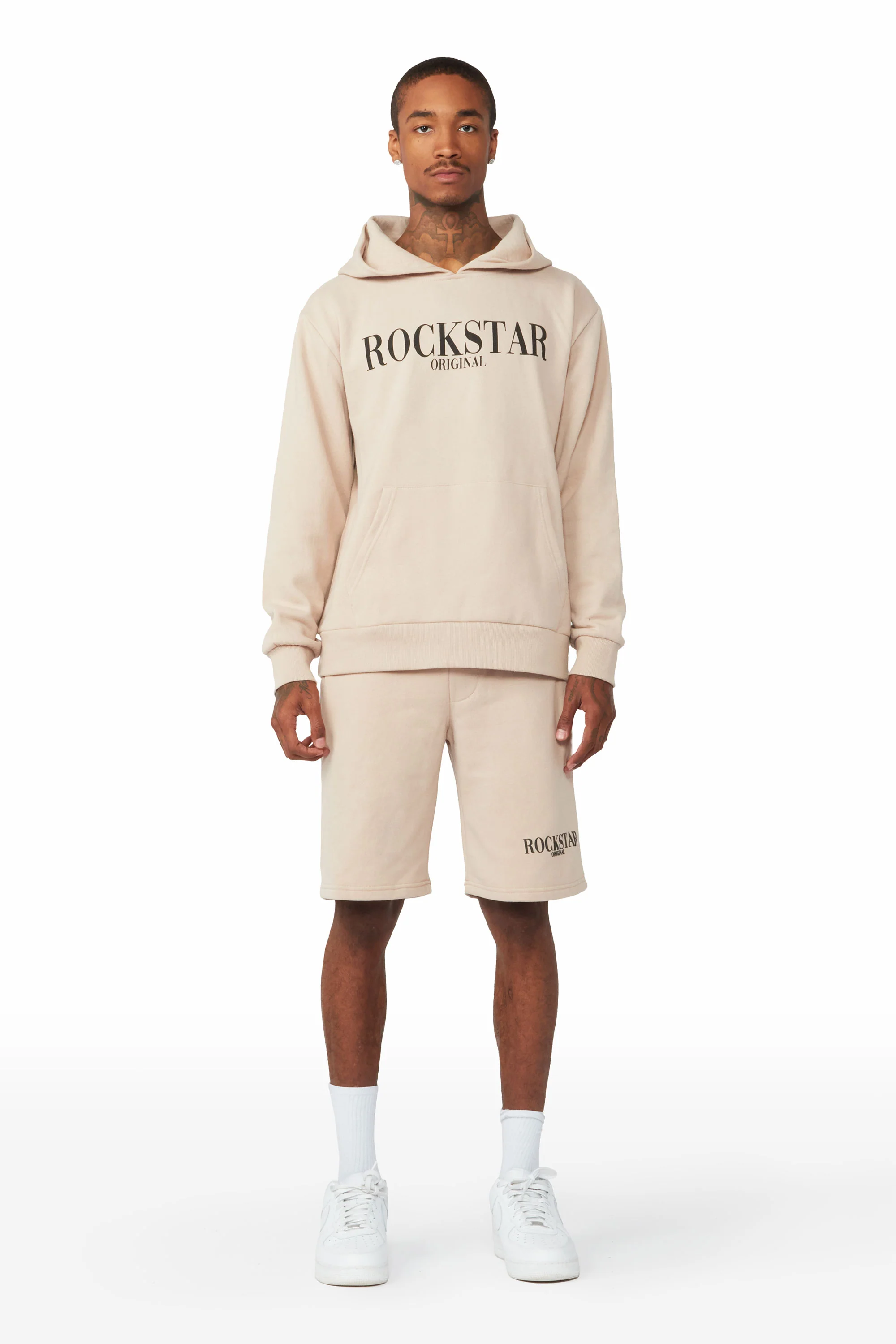 Octavio Taupe Hoodie Short Set - Image 2