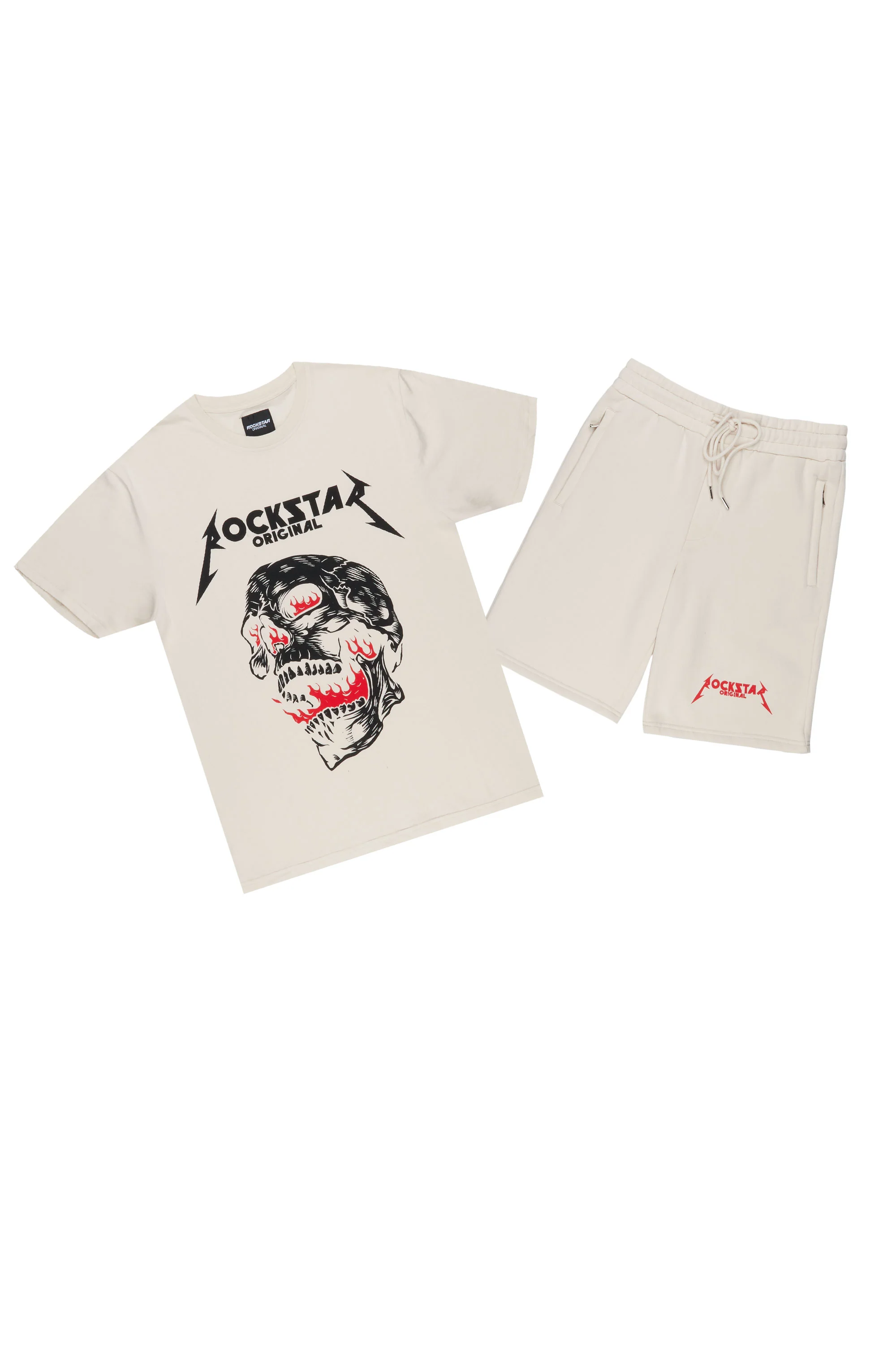 Wayan Beige T-Shirt Short Set