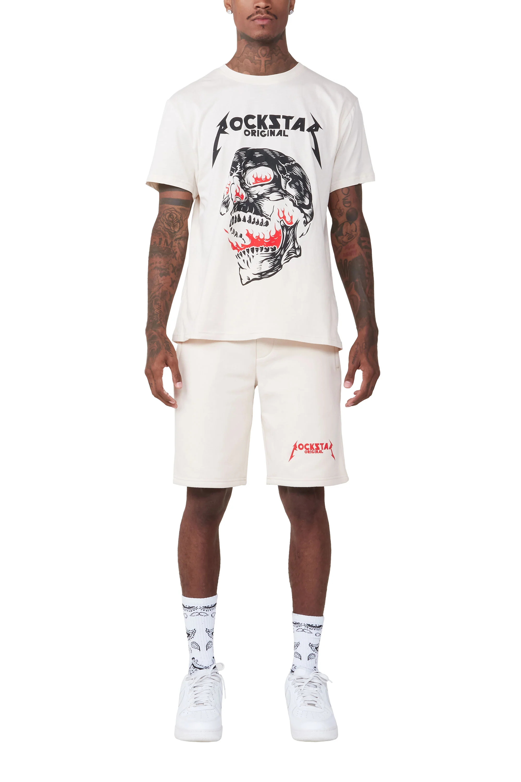 Wayan Beige T-Shirt Short Set - Image 5