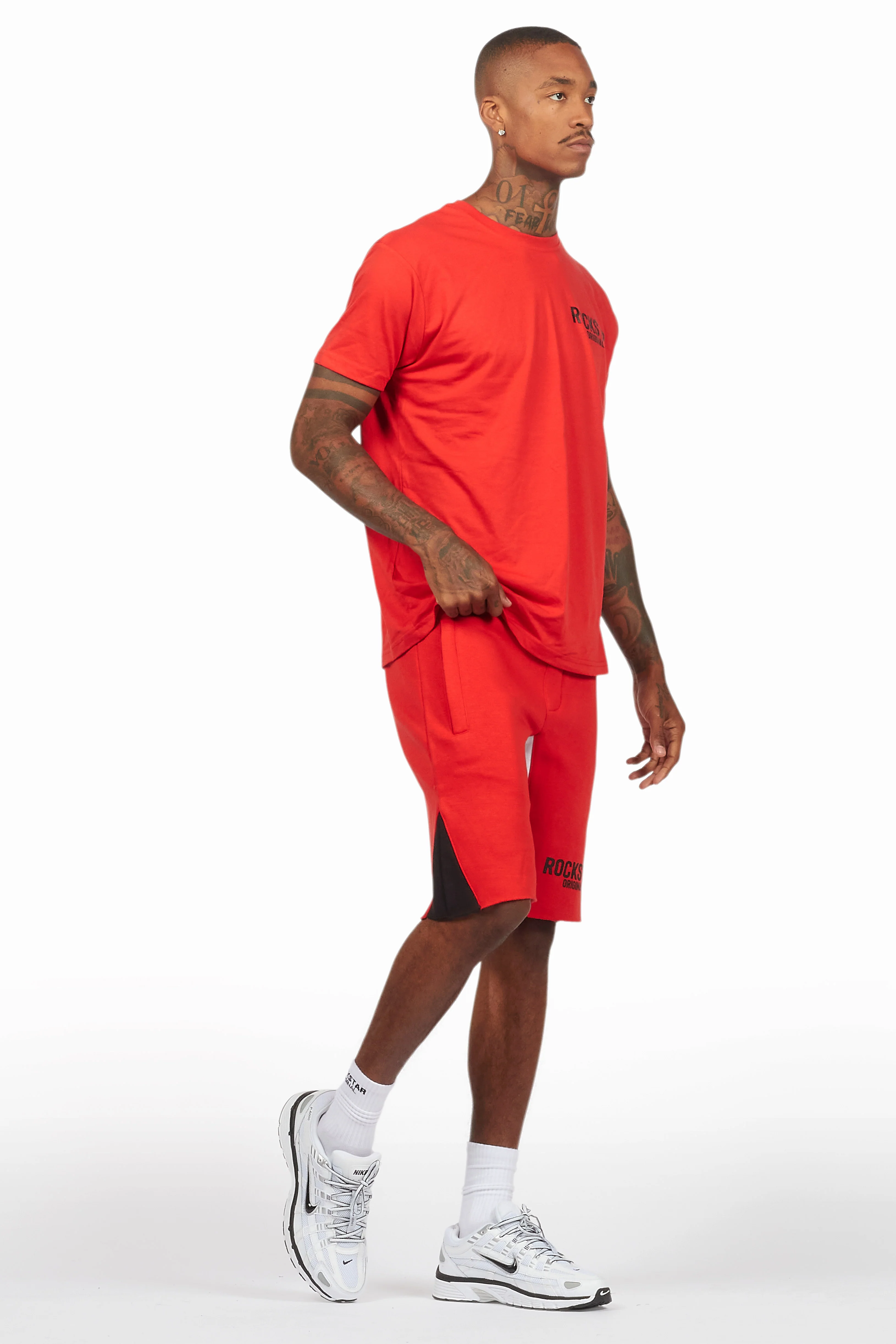 Sana Red Relaxed T-Shirt/Short Set - Image 12