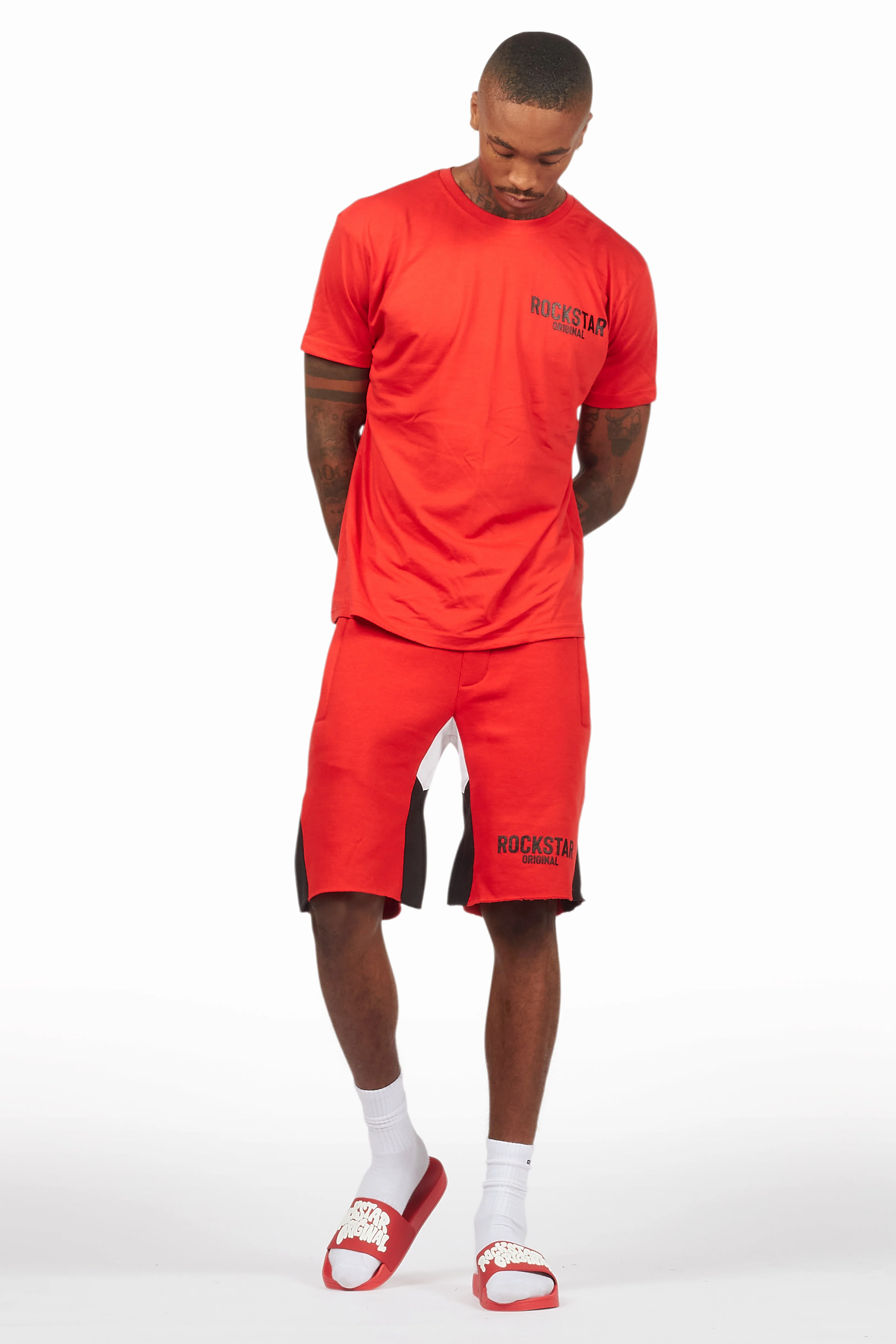 Sana Red Relaxed T-Shirt/Short Set - Image 3