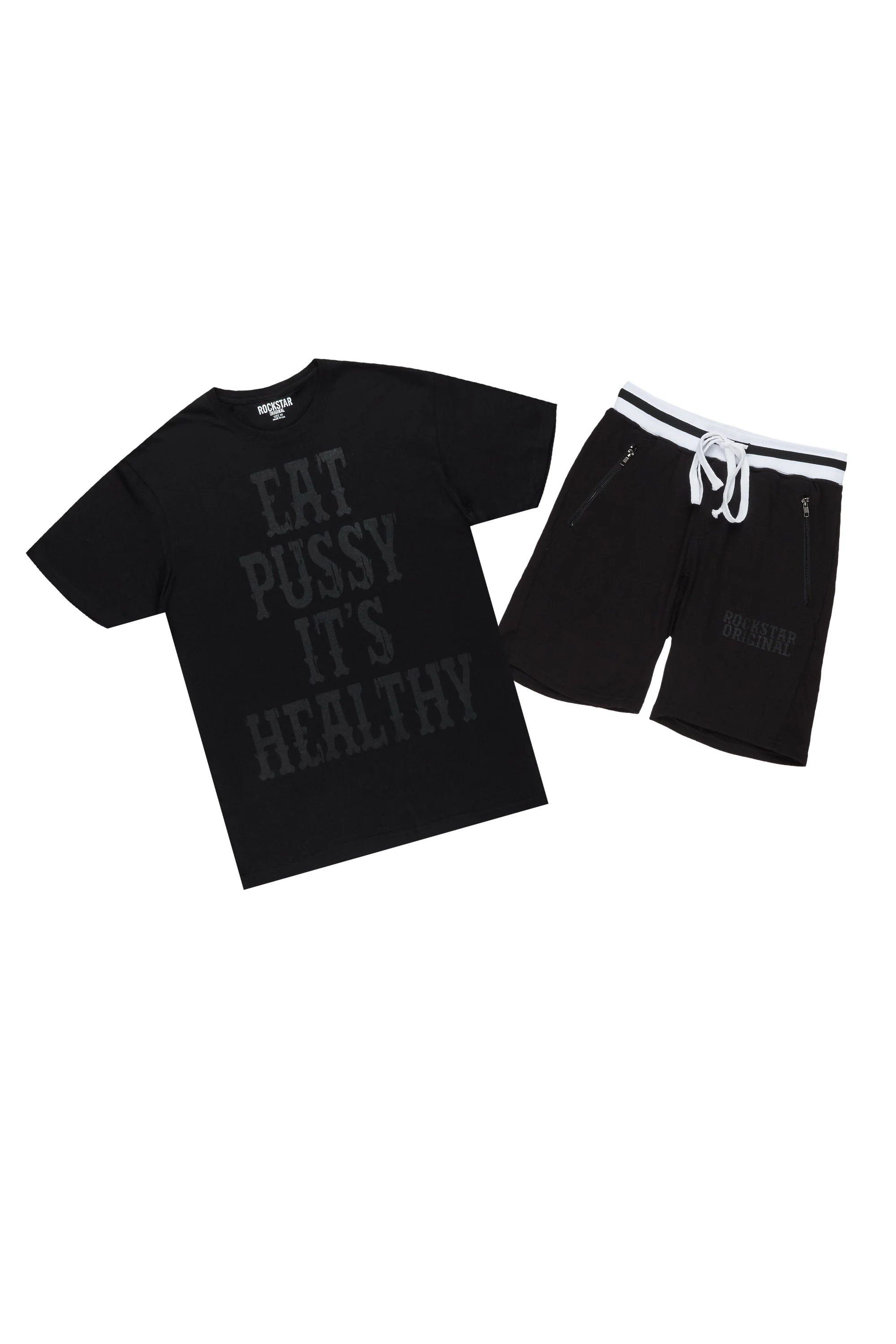 Osman Black Graphic T-Shirt Short Set - Image 5