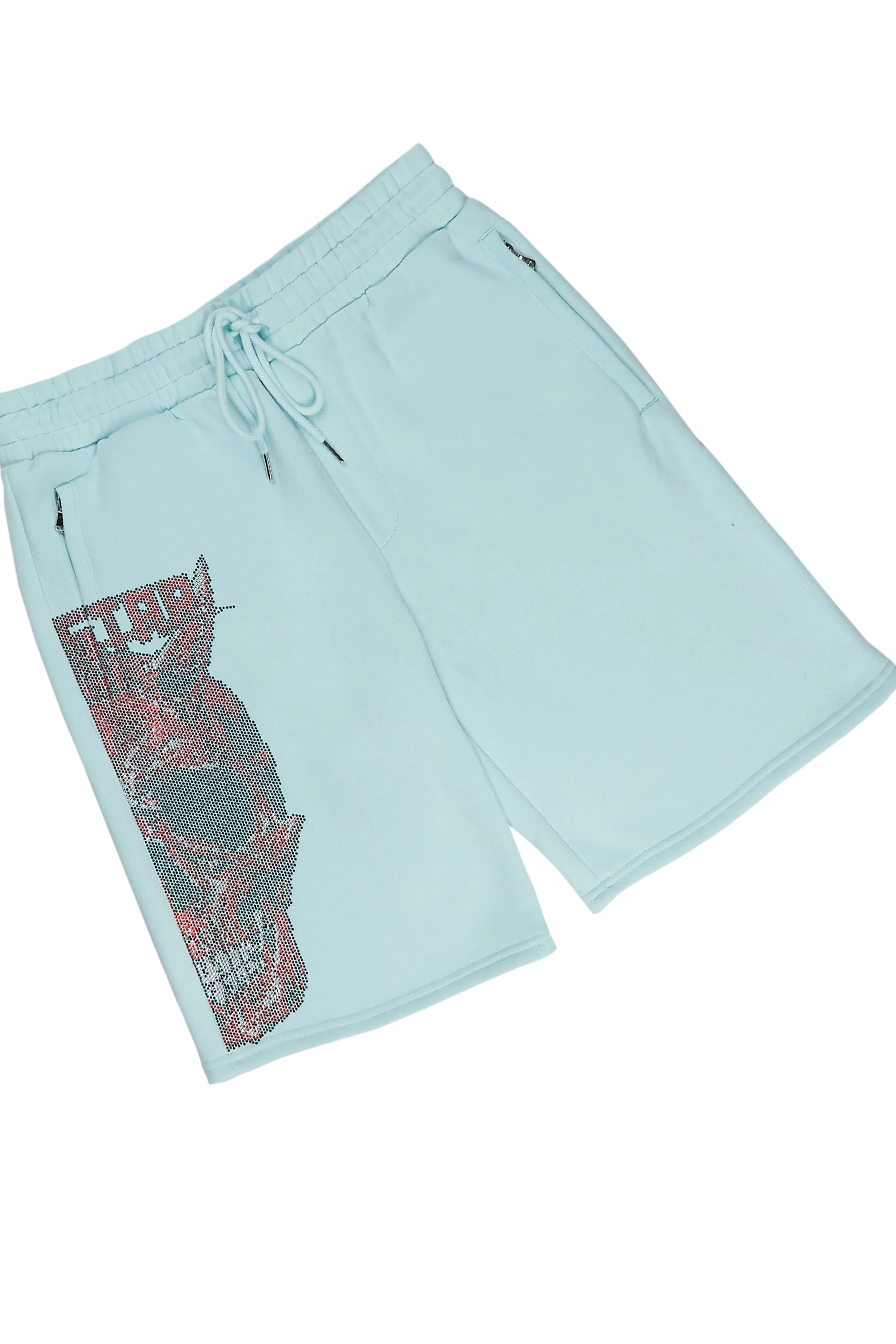 Sincere Aqua Graphic T-Shirt Short Set - Image 3