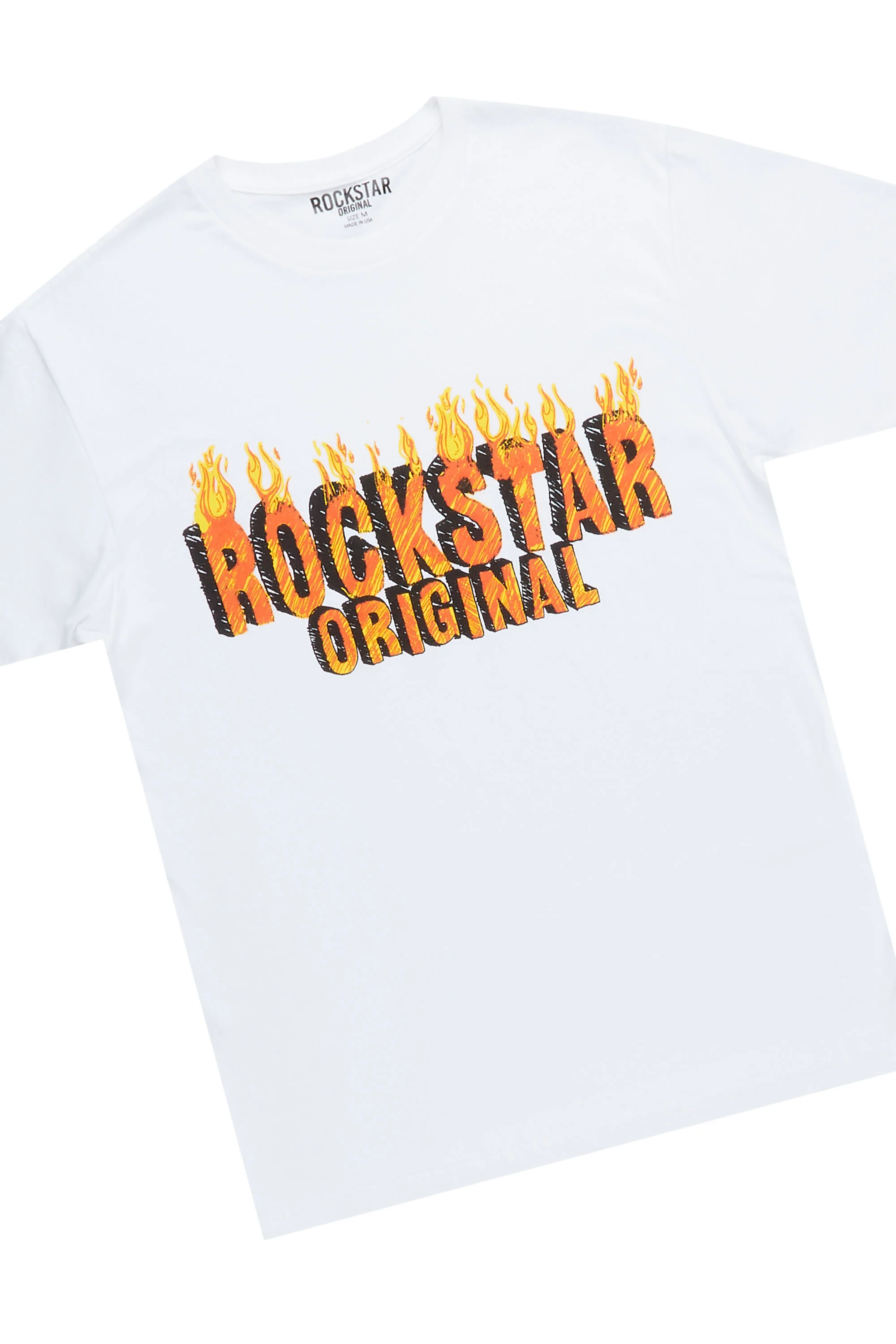 Peele White/Beige Graphic T-Shirt/ Short Set - Image 2
