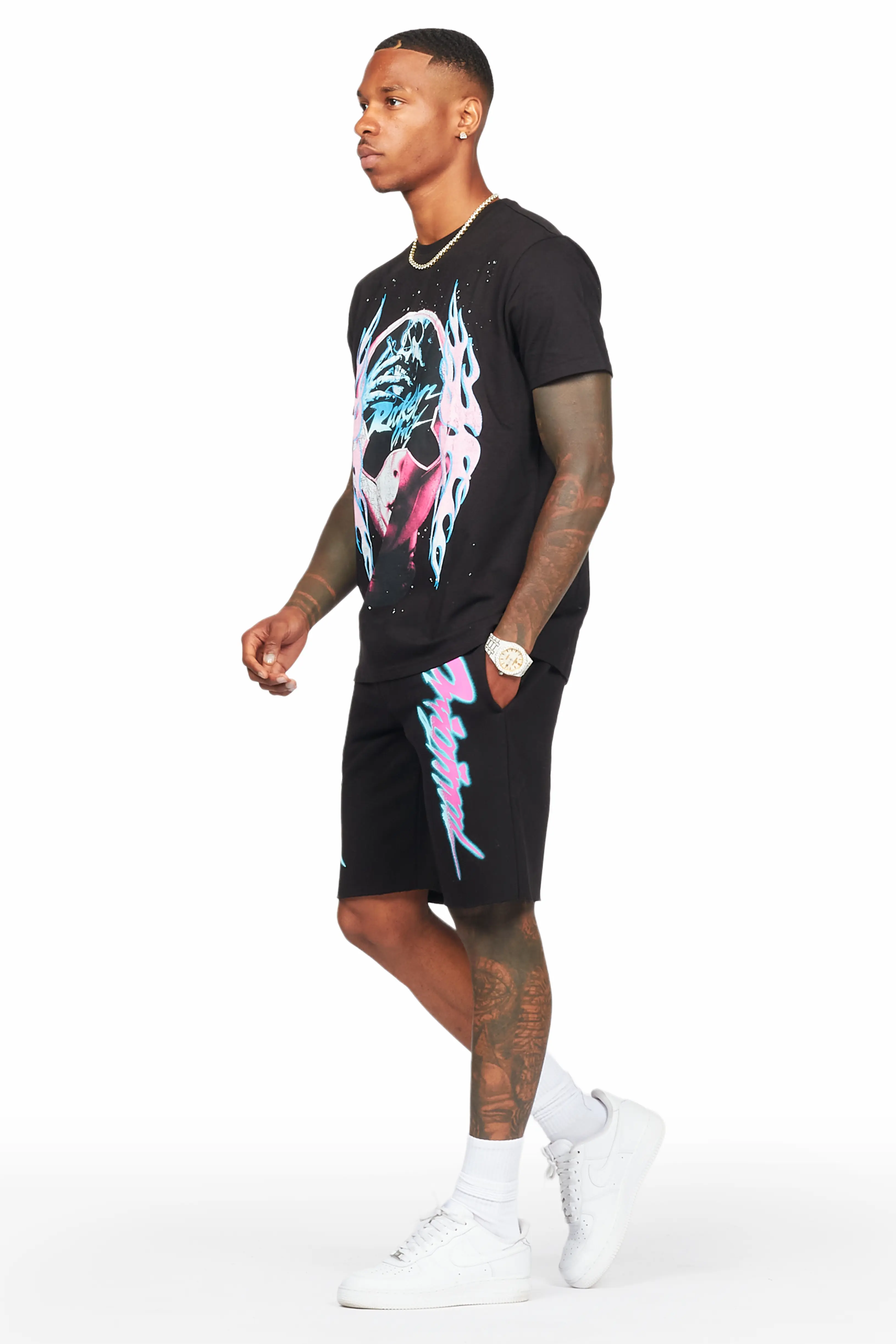 Oberon Black T-Shirt/Short Set - Image 6