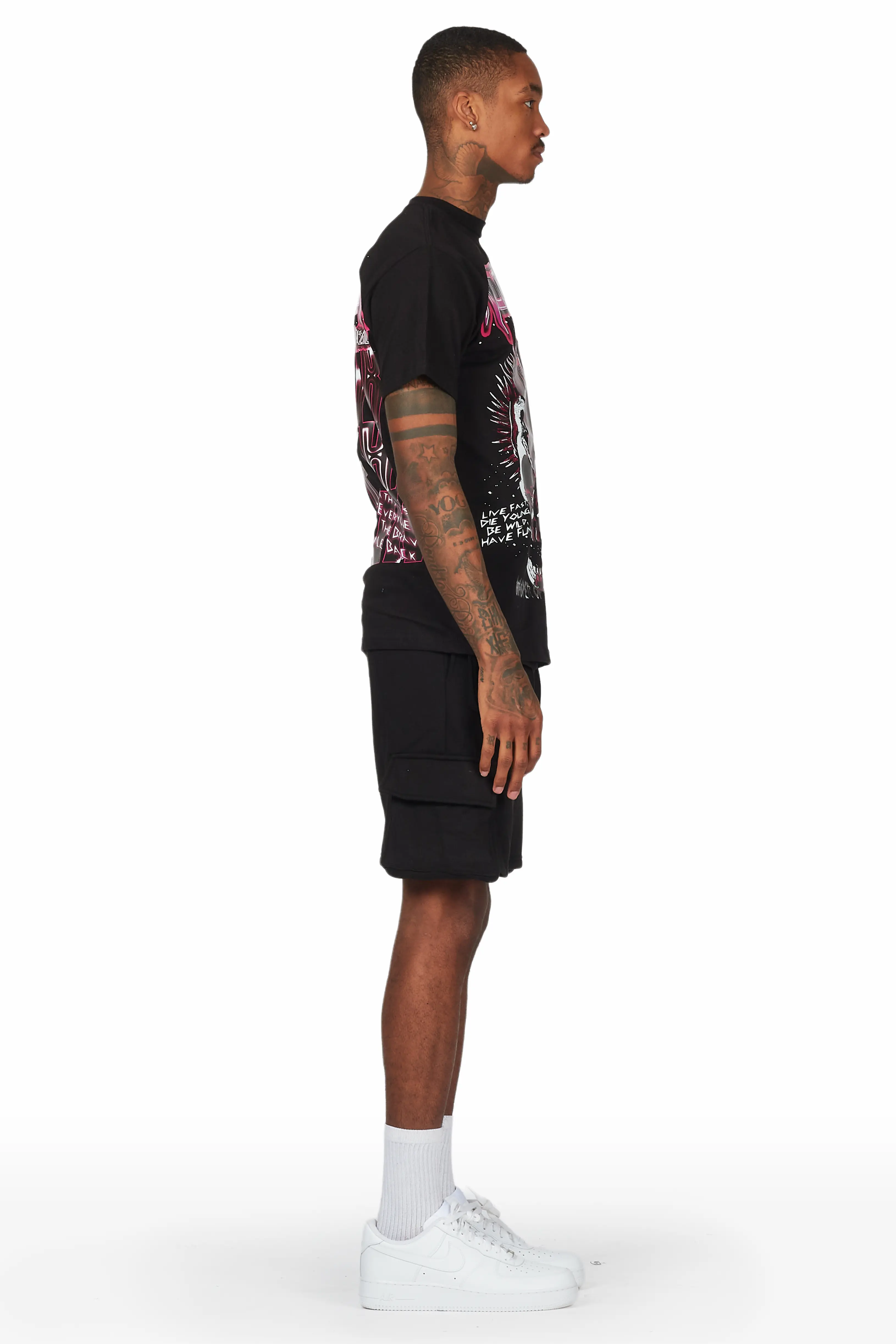 Obern Black T-Shirt Short Set - Image 4