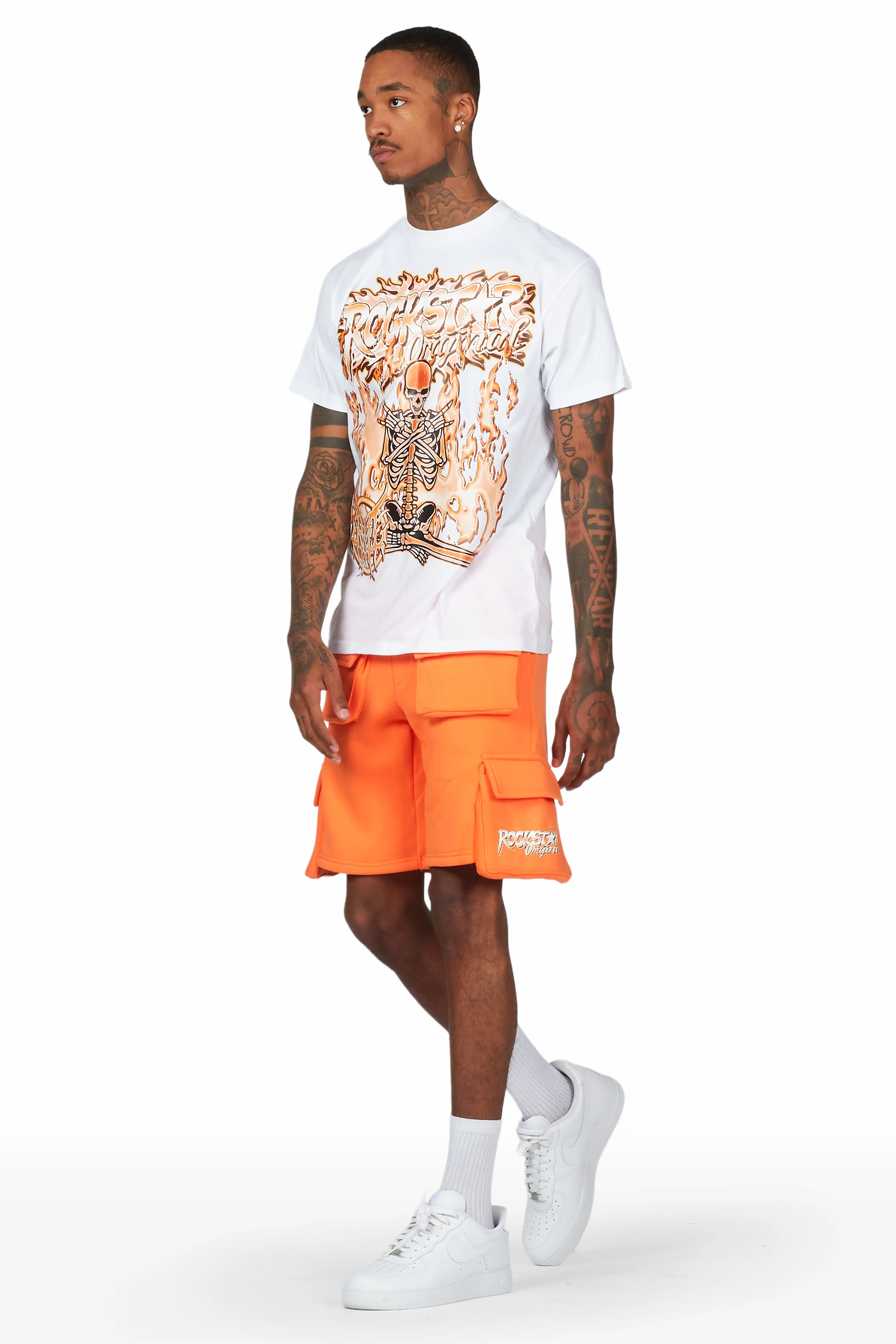 Yoga White/Orange T-Shirt Short Set - Image 2