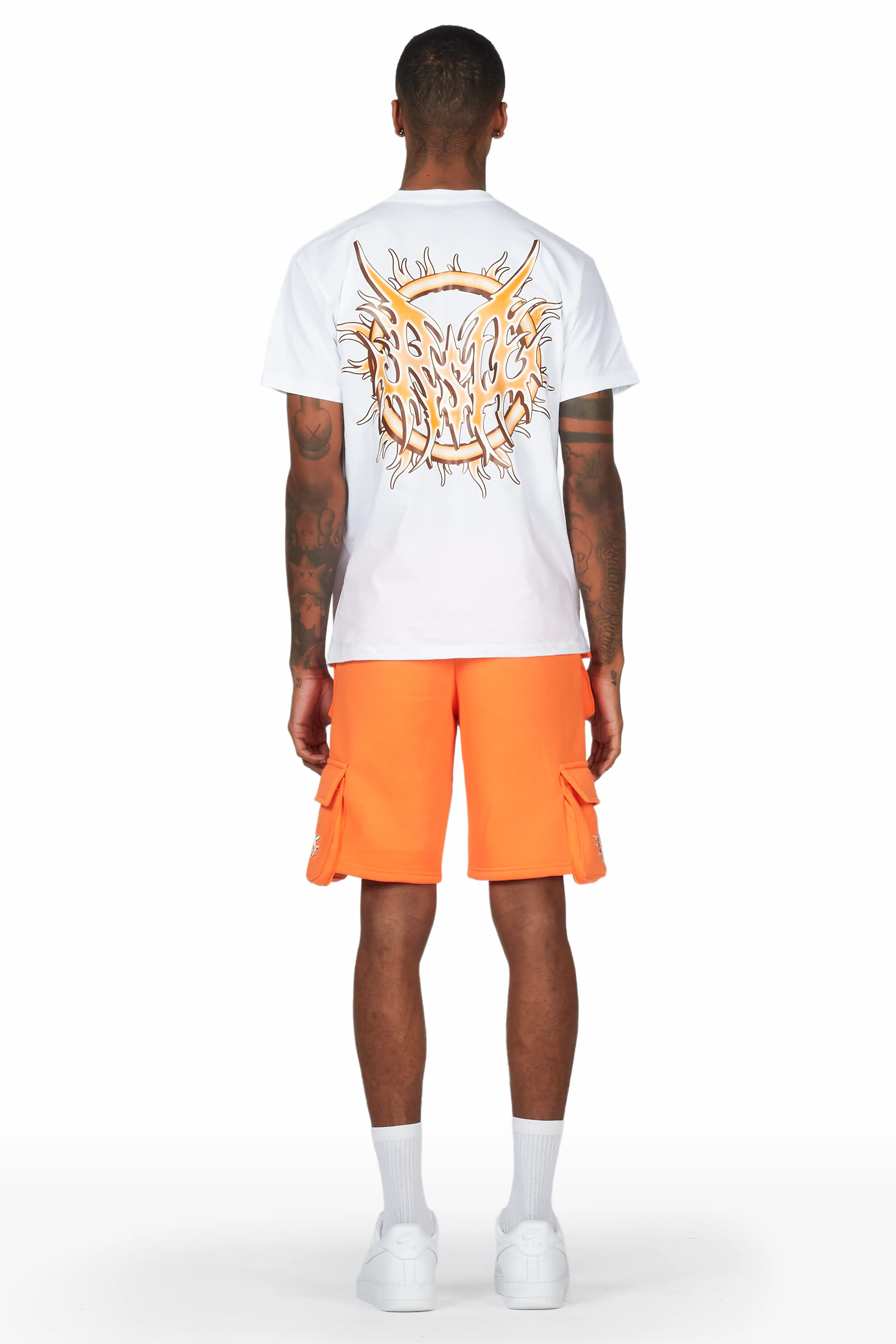 Yoga White/Orange T-Shirt Short Set - Image 4