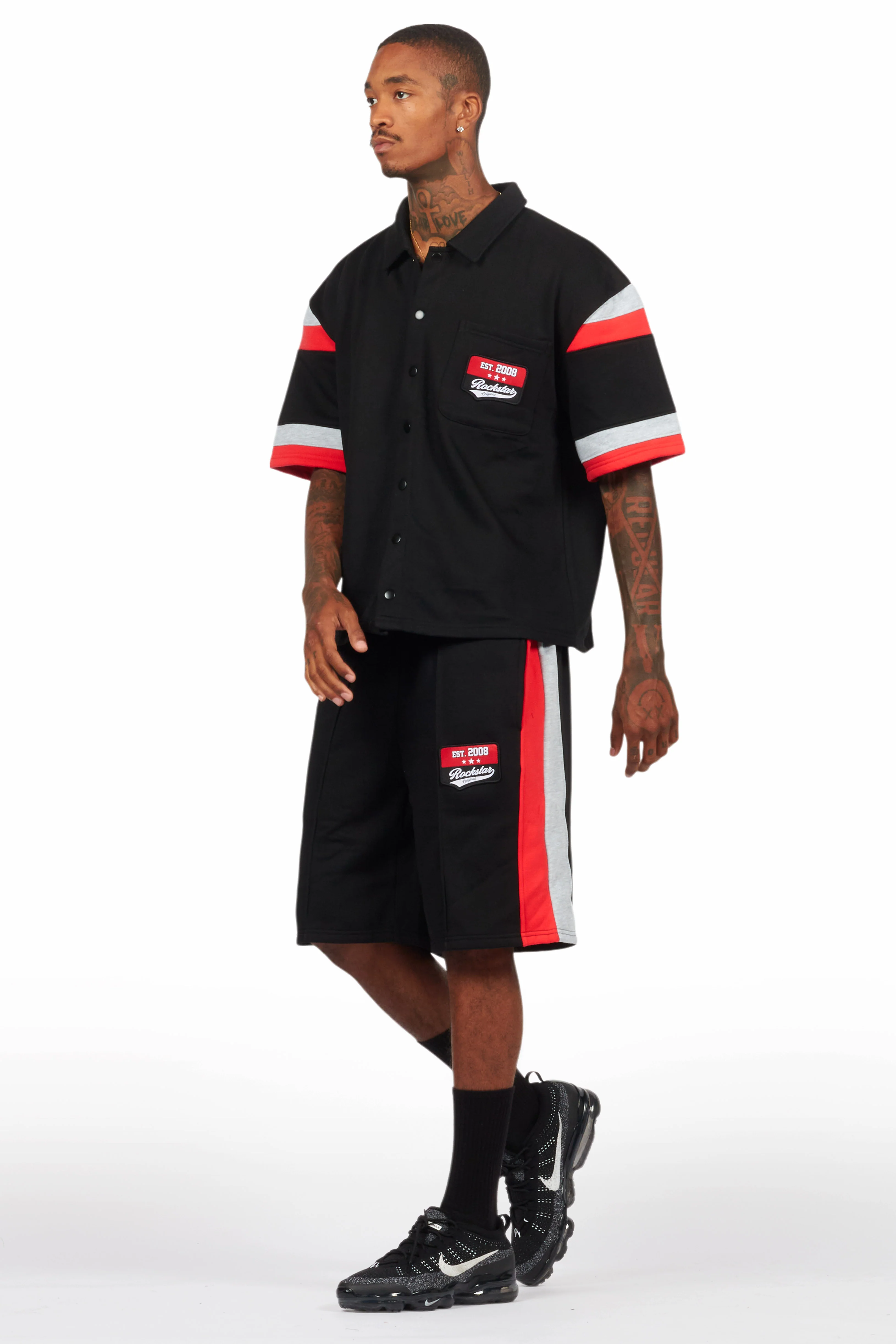 Zavid Black Button Up T-Shirt/Short Set - Image 11