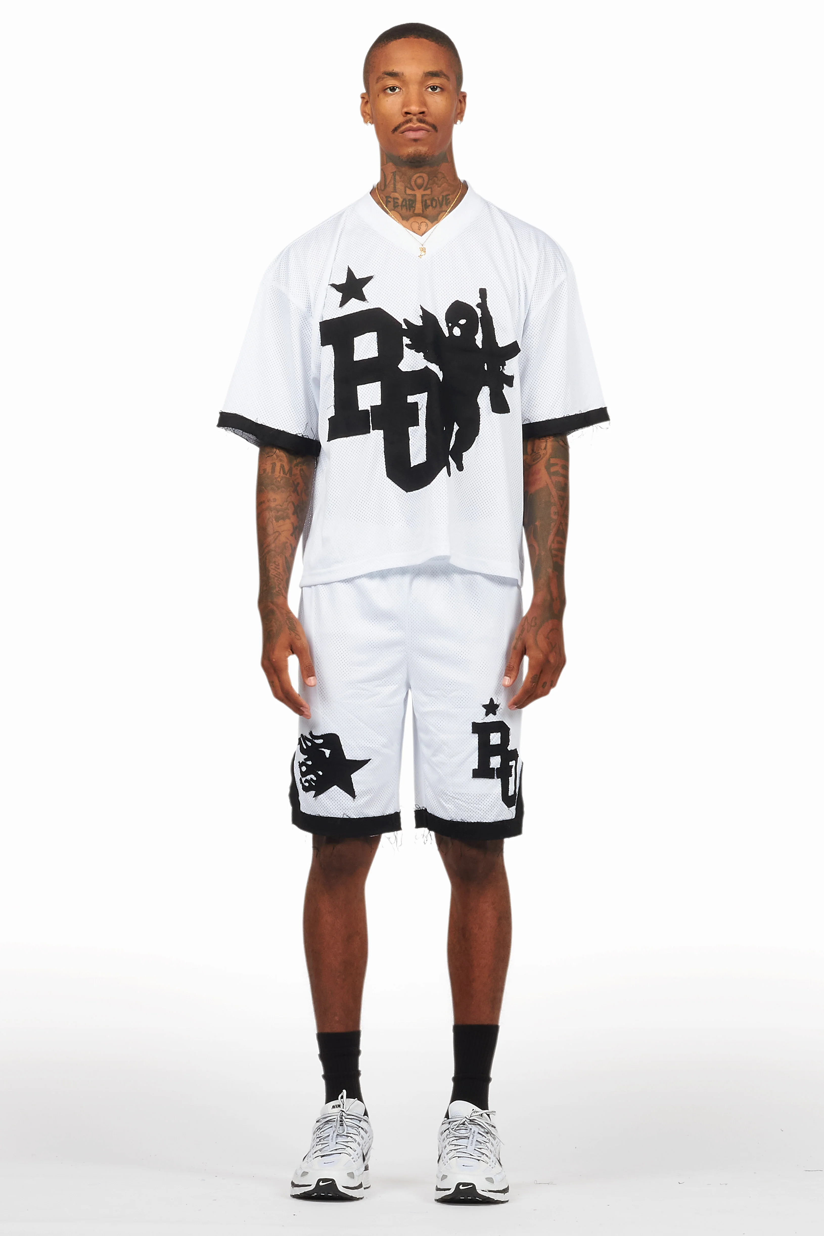 Pluton White Mesh T-Shirt/Short Set - Image 2