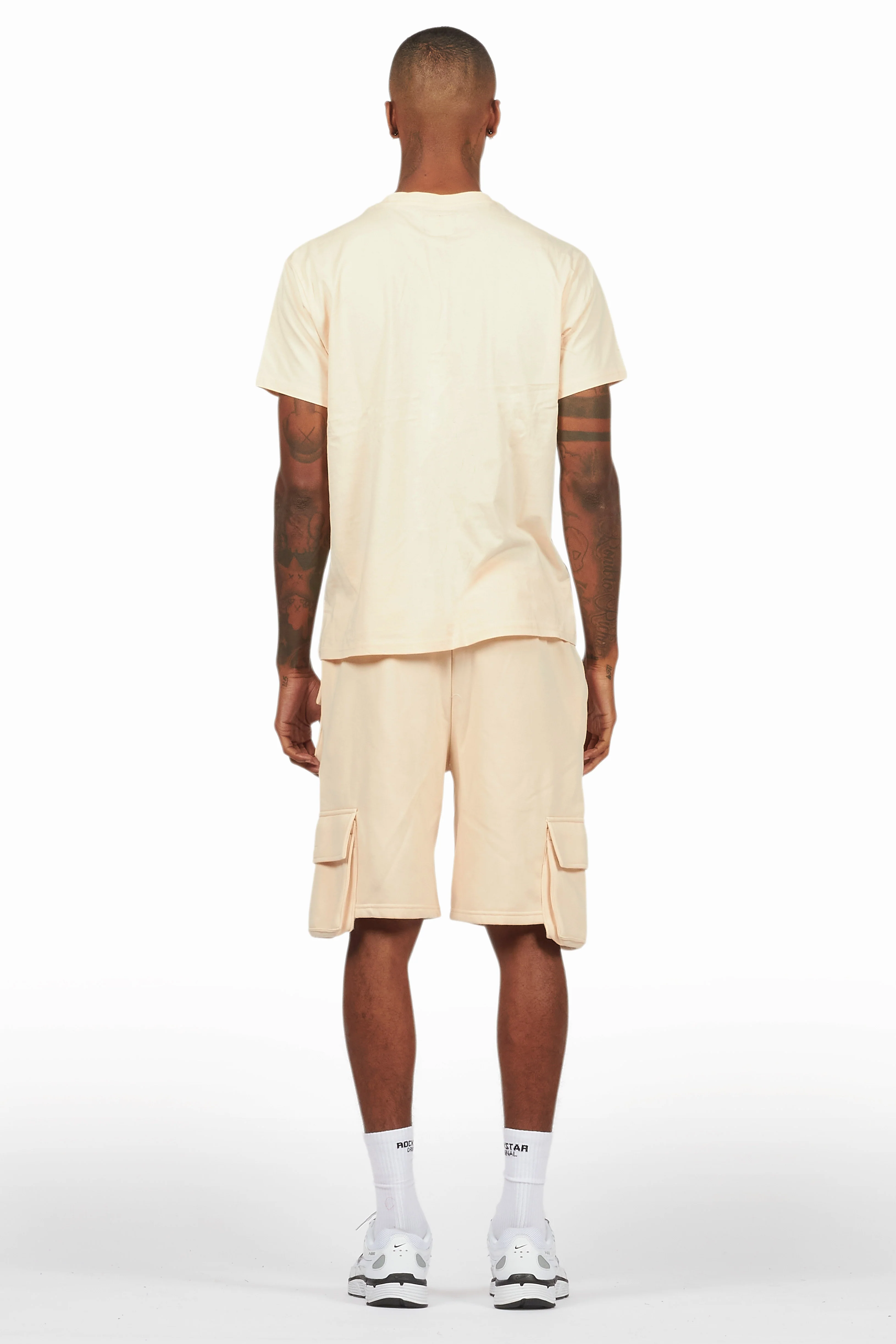 Sana Beige T-Shirt Cargo Shorts Set - Image 4