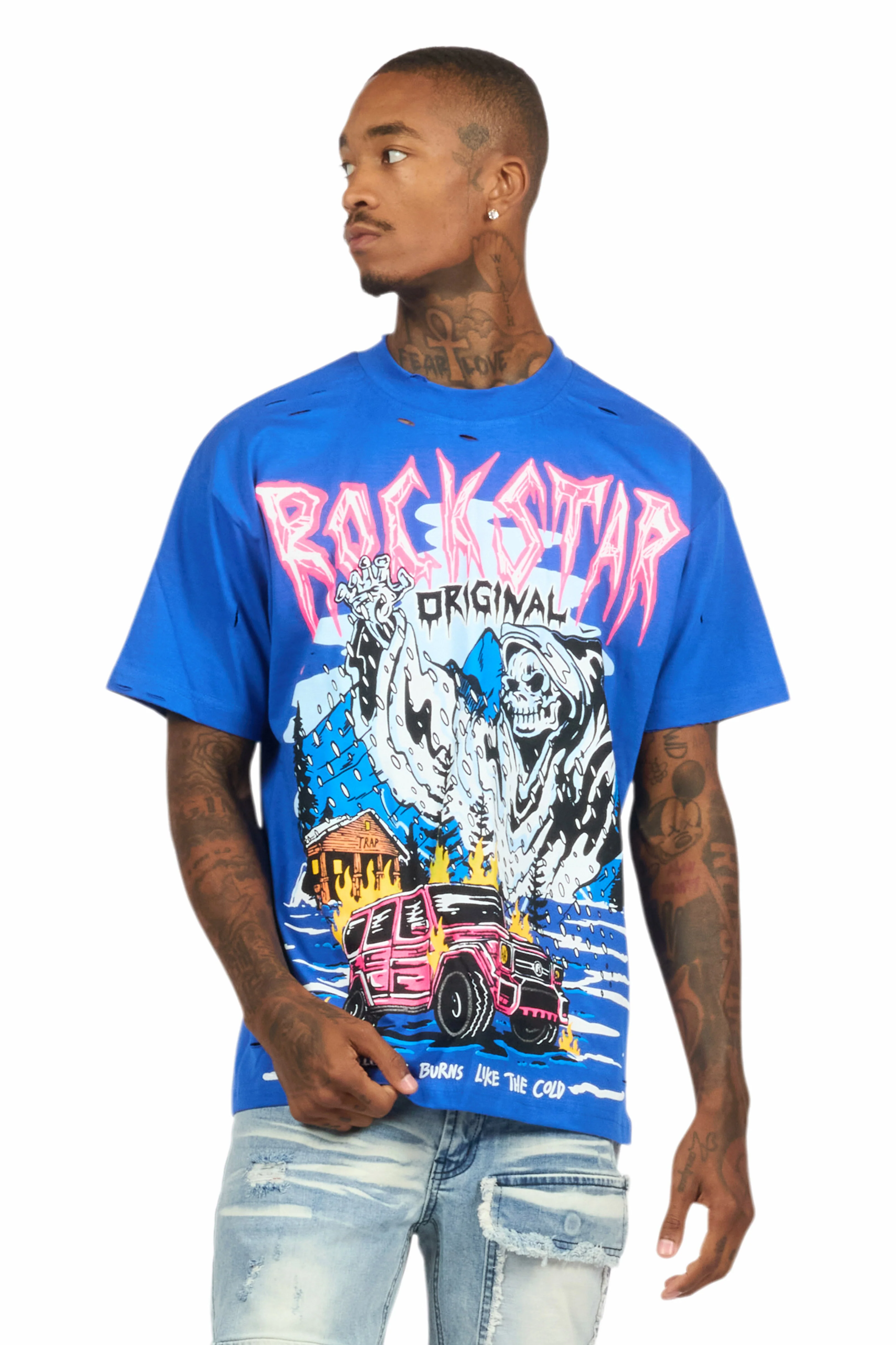 Kip Royal Blue Oversized Graphic T-Shirt - Image 5