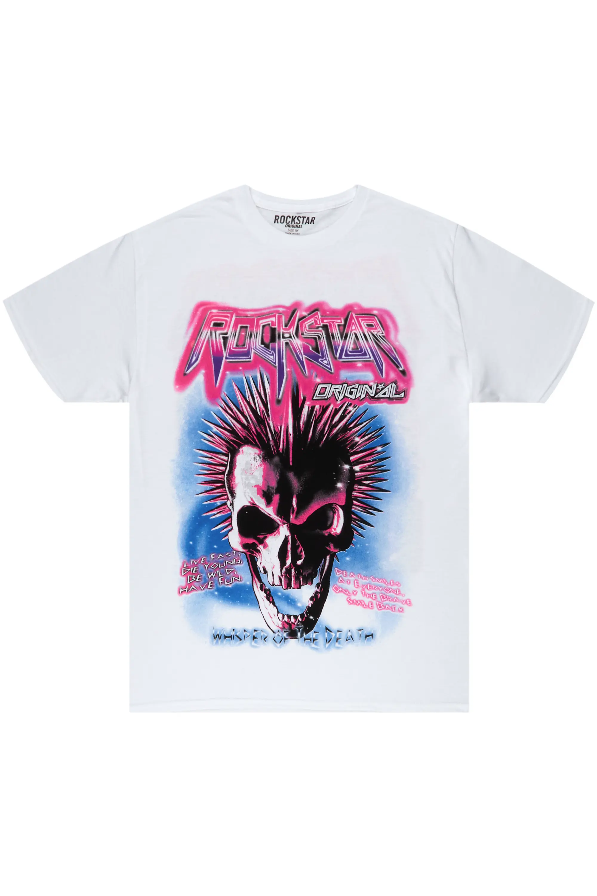 Obern White/Blue Graphic T-Shirt - Image 2