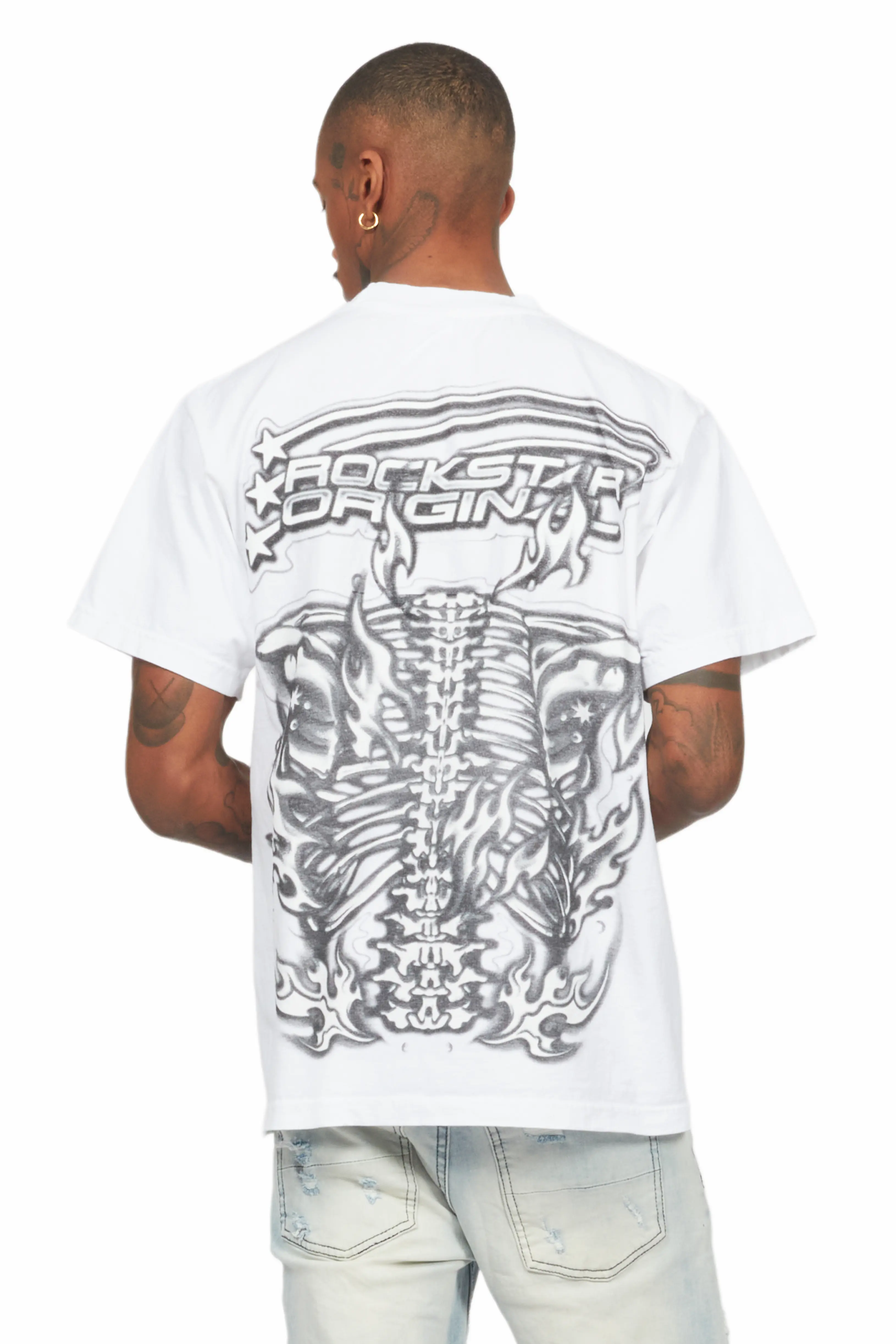 Skelly White Oversized Graphic T-Shirt - Image 4