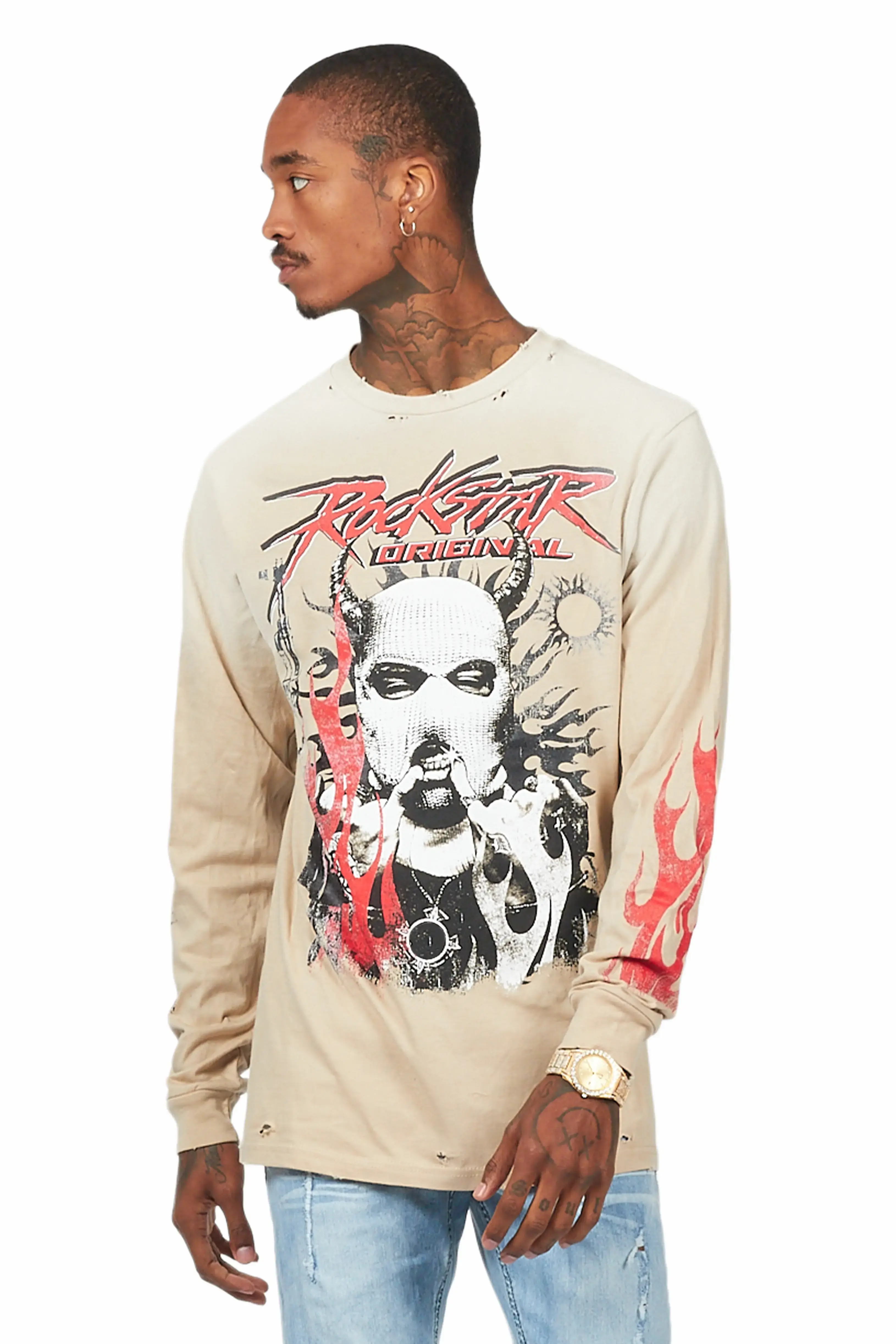 Mercy Beige Long Sleeve Graphic T-Shirt - Image 5